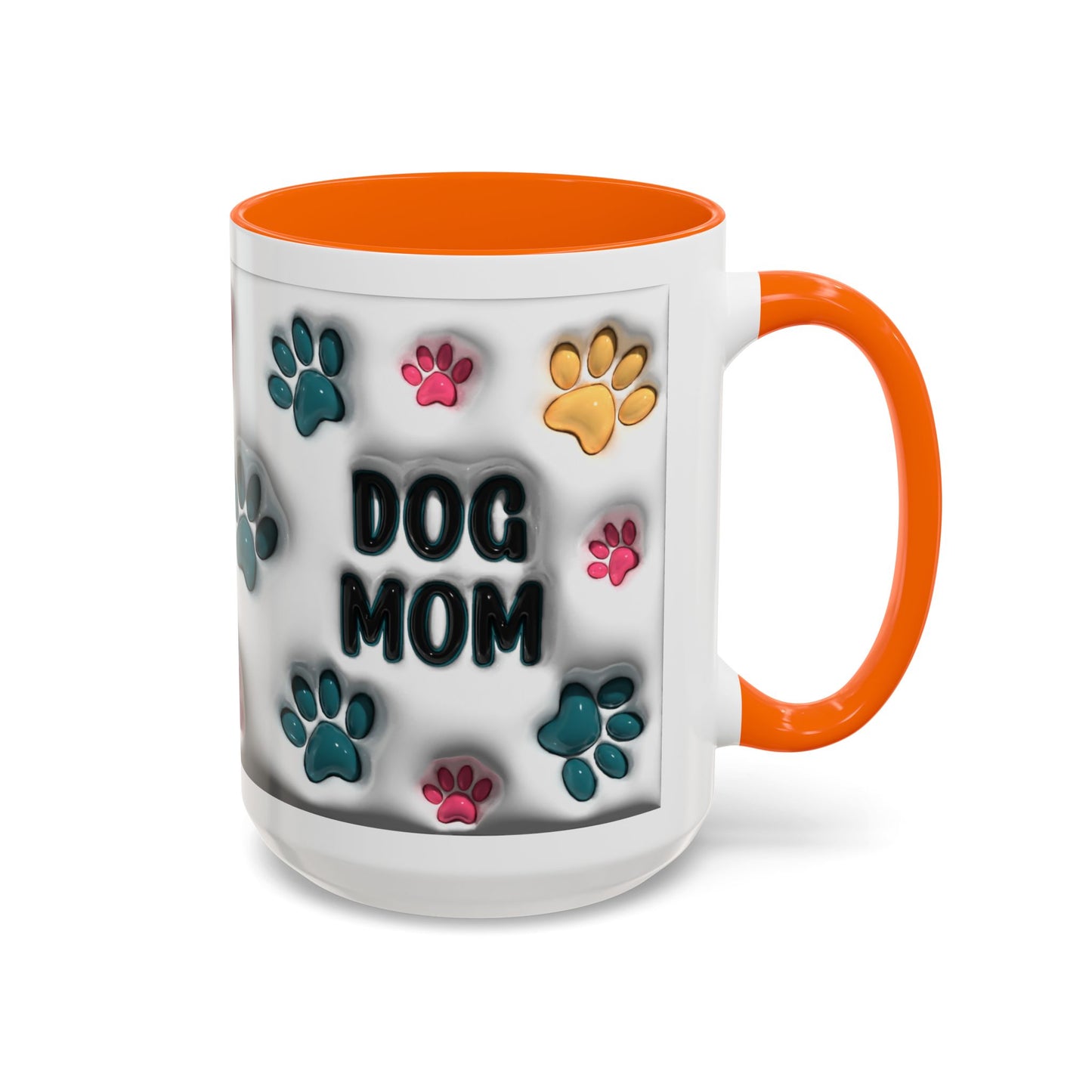Dog Mom Accent Mug – Colorful Paw Print Cup for Proud Pet Parents