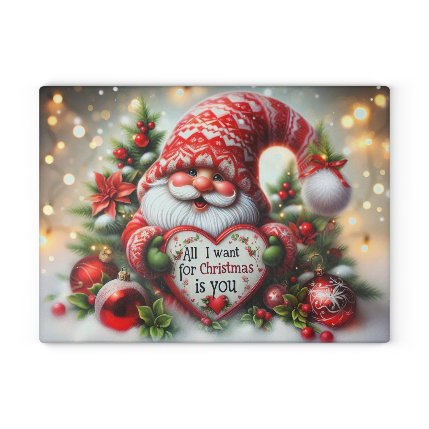 🎄❤️ All I Want for Christmas Is You Gnome Cutting Board – Holiday Love Edition ❤️🎅