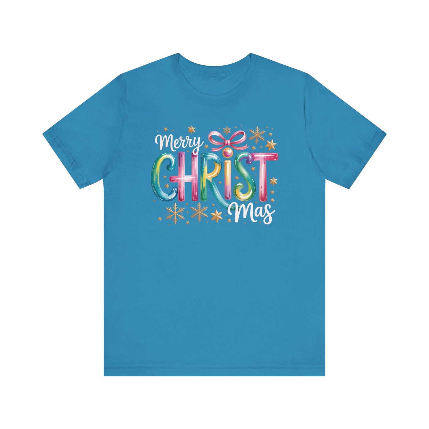 🎄✨ Merry Christmas Glow Lettering T-Shirt – Festive & Bright Holiday Style 🎁🌟