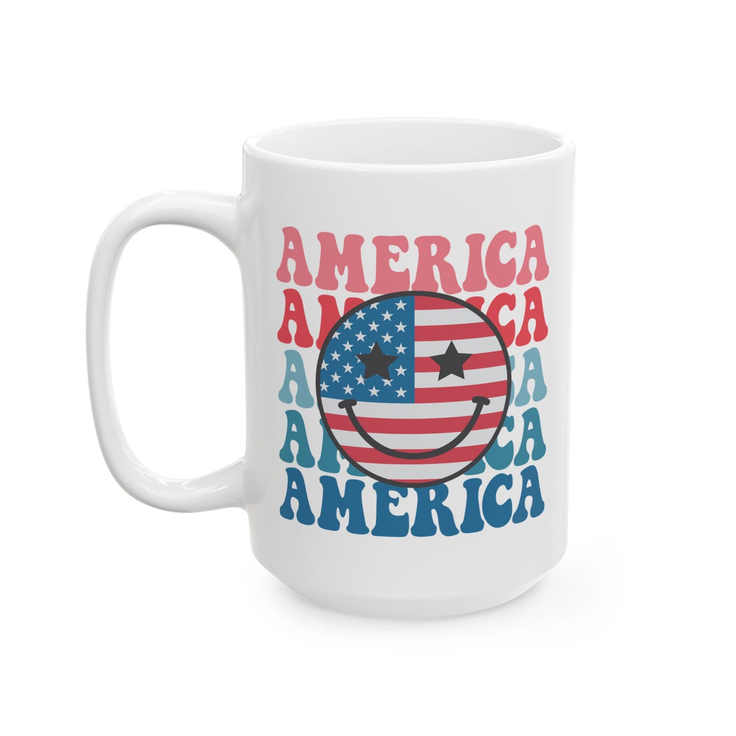 USA America Smiley Face Mug – Celebrate Patriotism with Style and Fun! 🎆