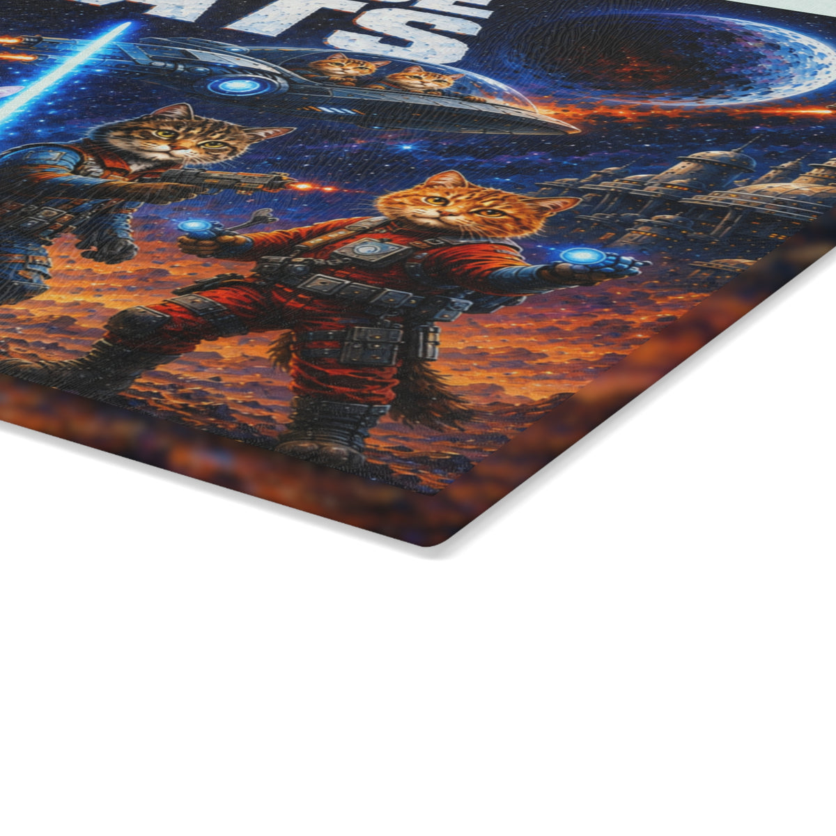 Space Cats Cosmic Adventure Tempered Glass Cutting Board