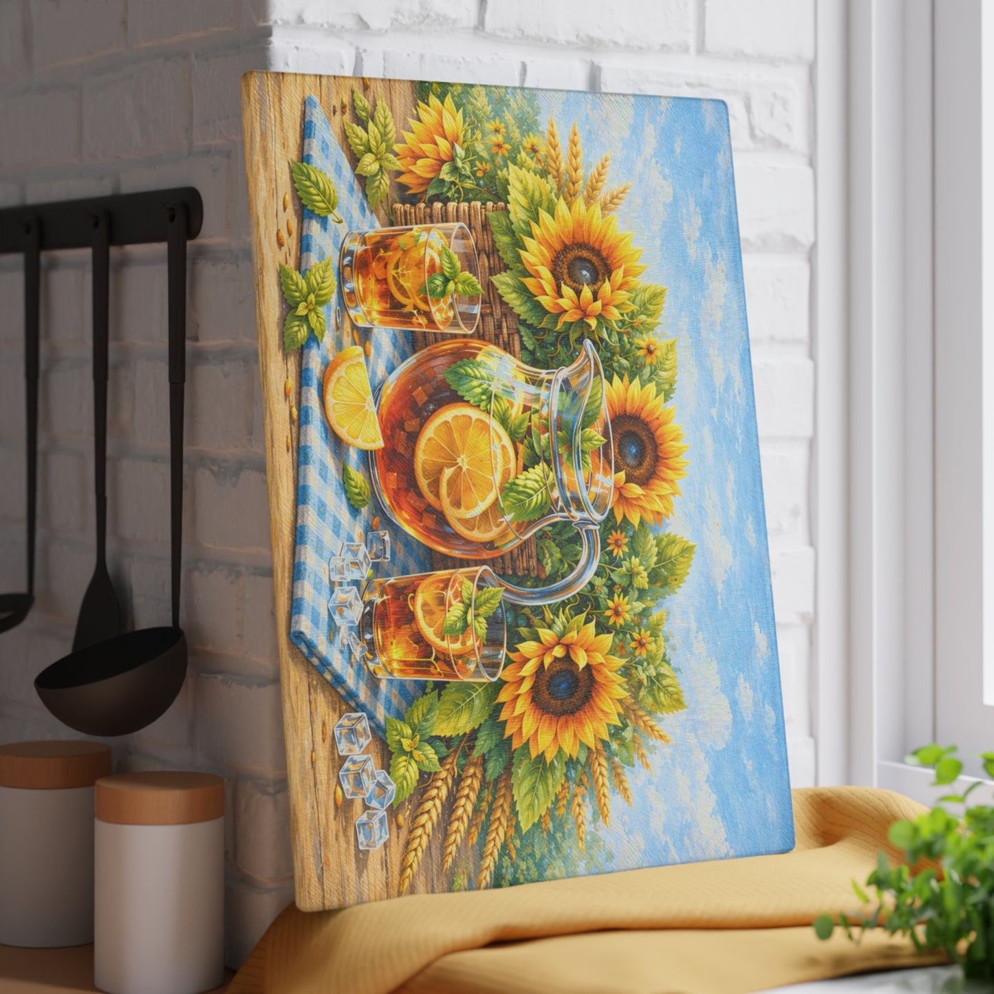 Sunflower Iced Tea Cutting Board – Sweet Summer Sips and Kitchen Charm