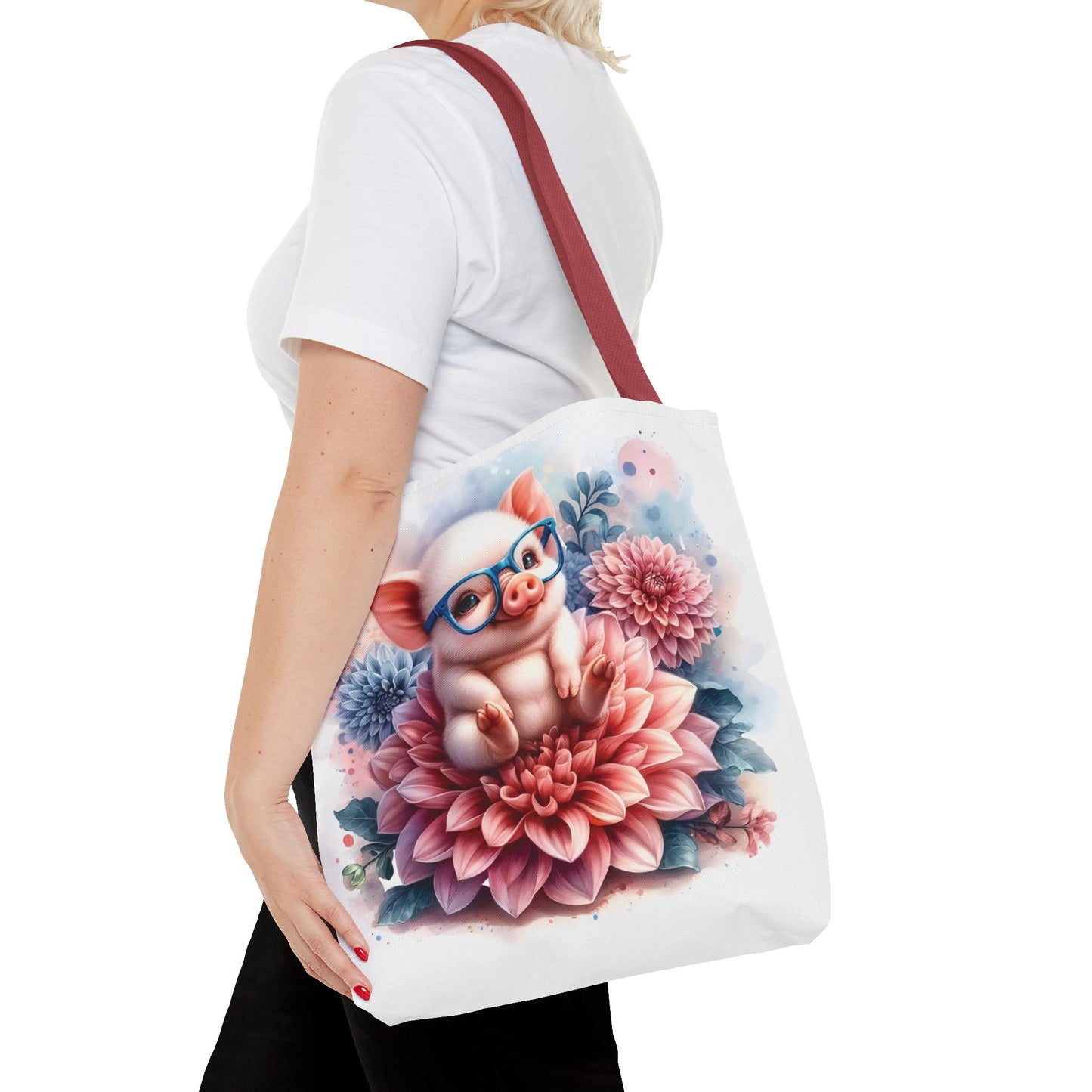 🐷 Floral Piglet Tote Bag – Cute, Whimsical & Practical 🌸