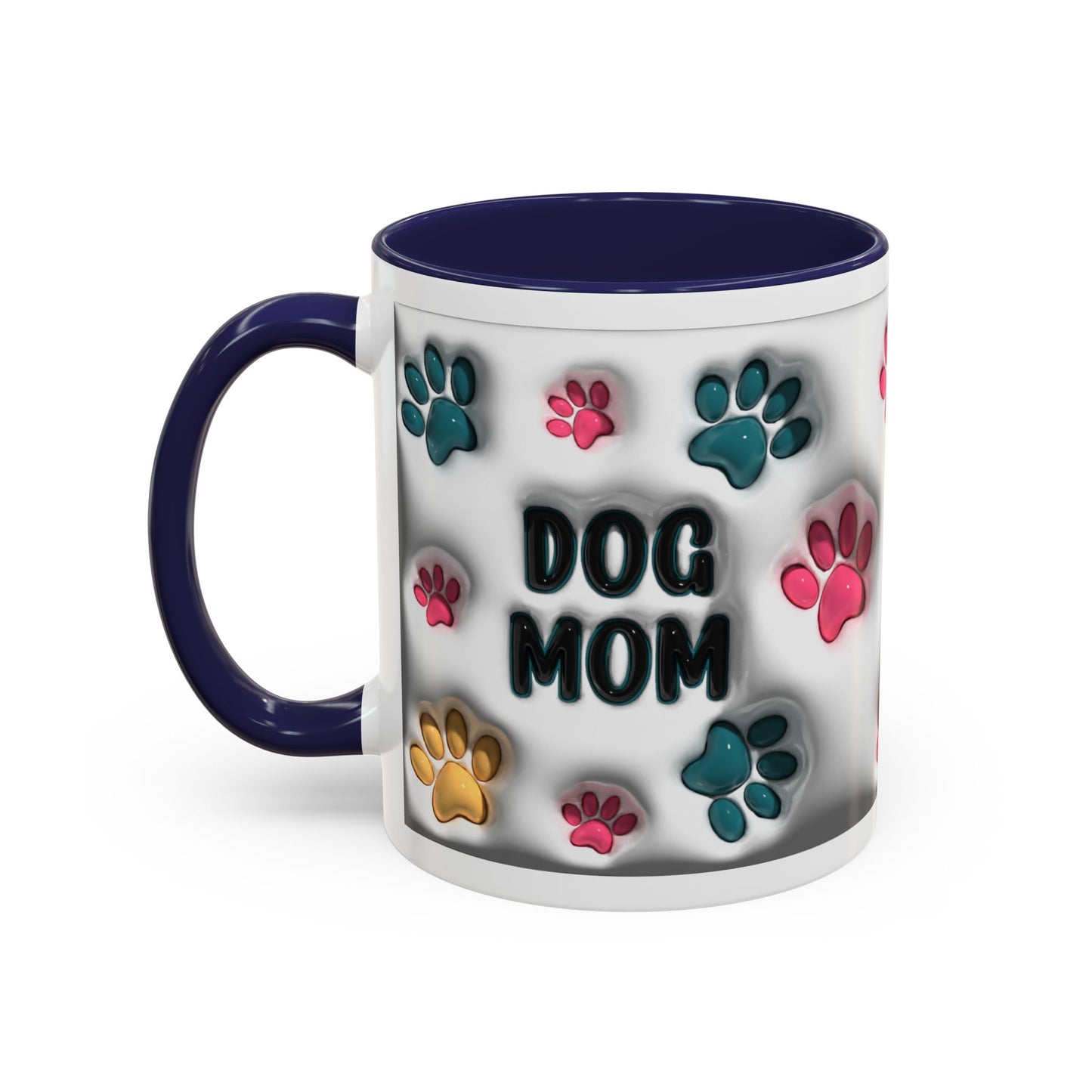 Dog Mom Accent Mug – Colorful Paw Print Cup for Proud Pet Parents