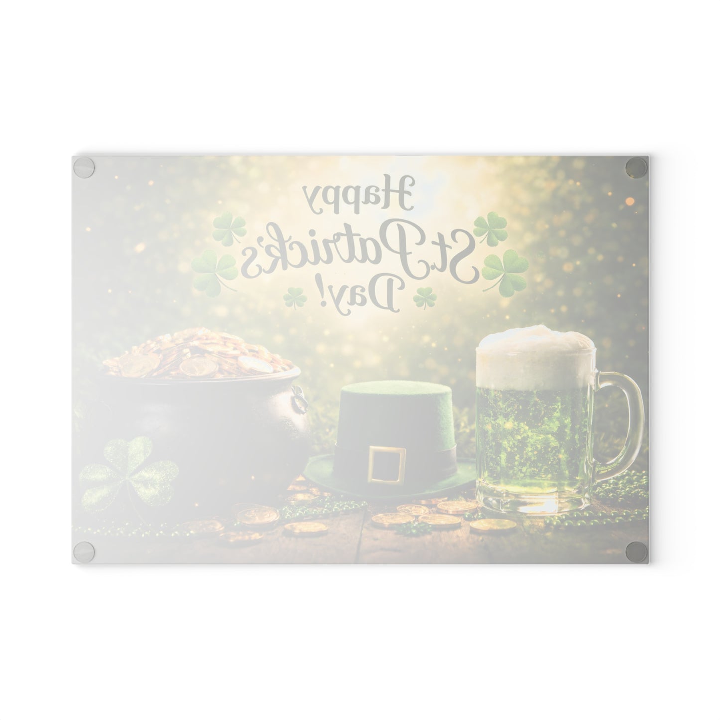Happy St. Patrick’s Day Glass Cutting Board – Festive Irish Kitchen Decor