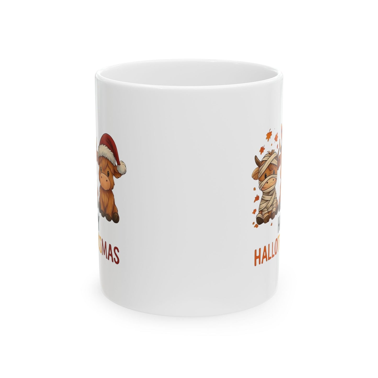 🐮🎃🦃🎄 Happy Hallothanksmas Mug – Cow Holiday Coffee Cup ☕✨