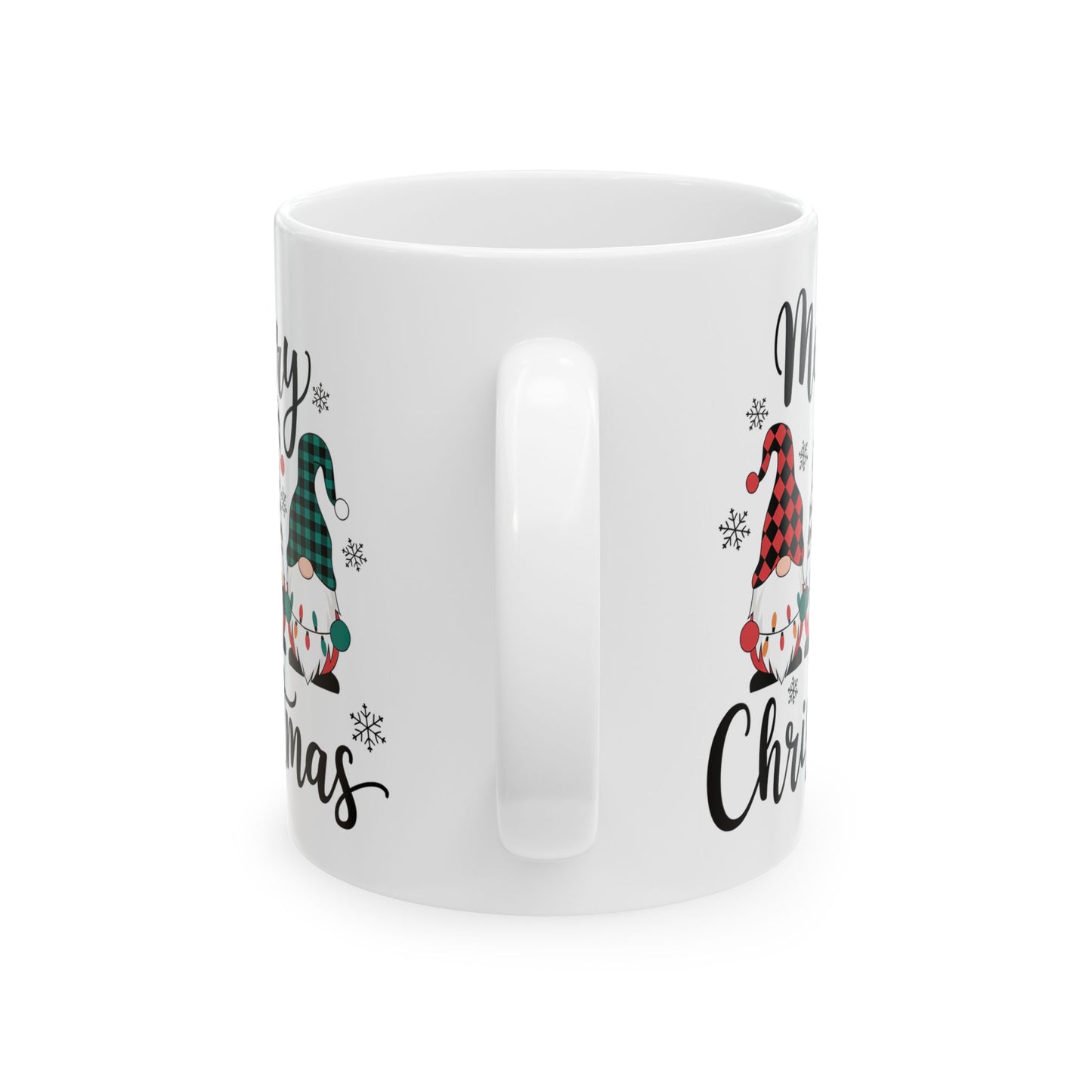 🎅🎄 Merry Christmas Gnomes – Festive Plaid Holiday Cup ✨☕