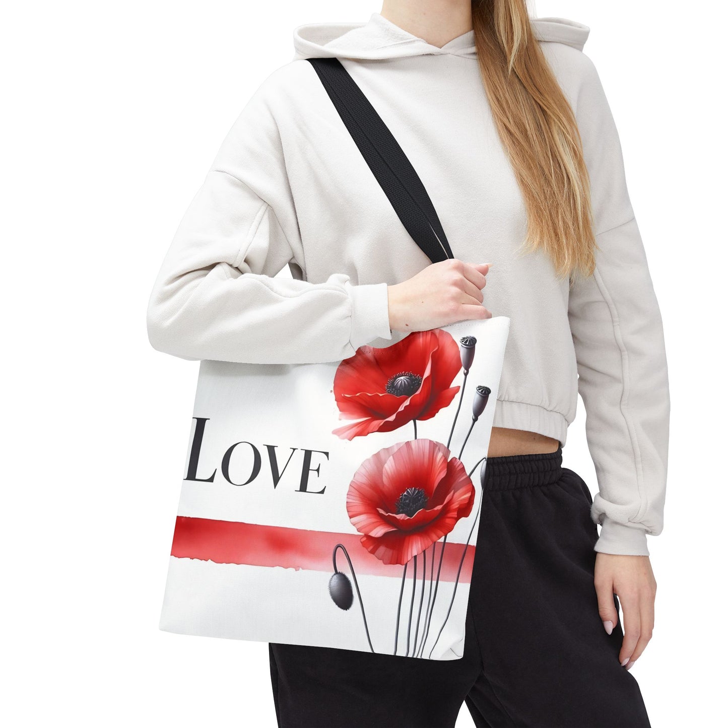 ❤️ Bolso Tote Floral Rojo “Love” – Atrevido, Hermoso y Lleno de Corazón