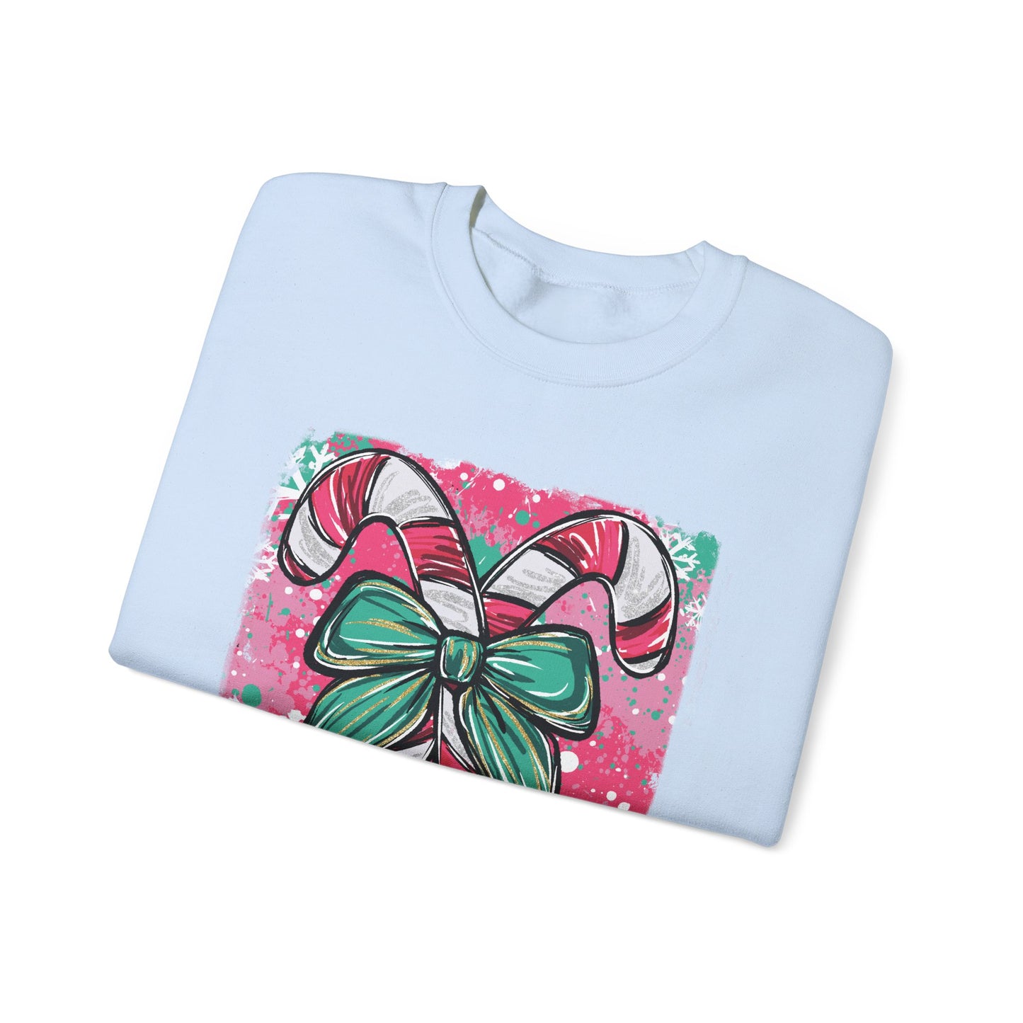 🍭✨ Candy Cane Bow Sweatshirt – Sweet Holiday Style 💖🎀
