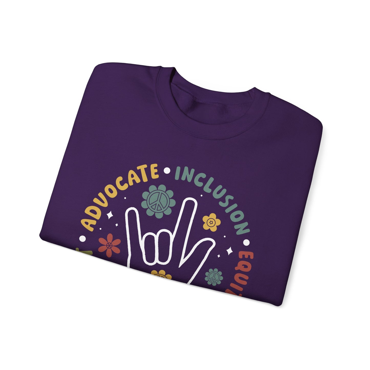 🧡👐 Advocate • Inclusion • Equity • Equality • Accept – ASL “I Love You” Sweatshirt 🌼✌️