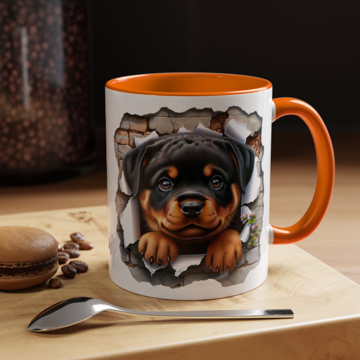 🐾☕ Rottweiler Puppy Accent Mug – Sweet Breakthrough Pup Design ✨