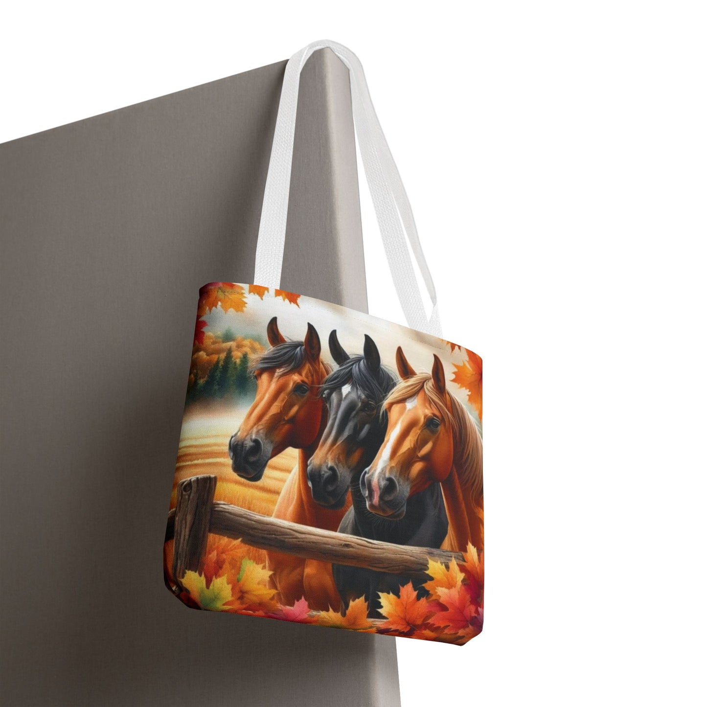 🐴 Autumn Horse Trio Tote Bag – Rustic, Stylish & Practical 🍂