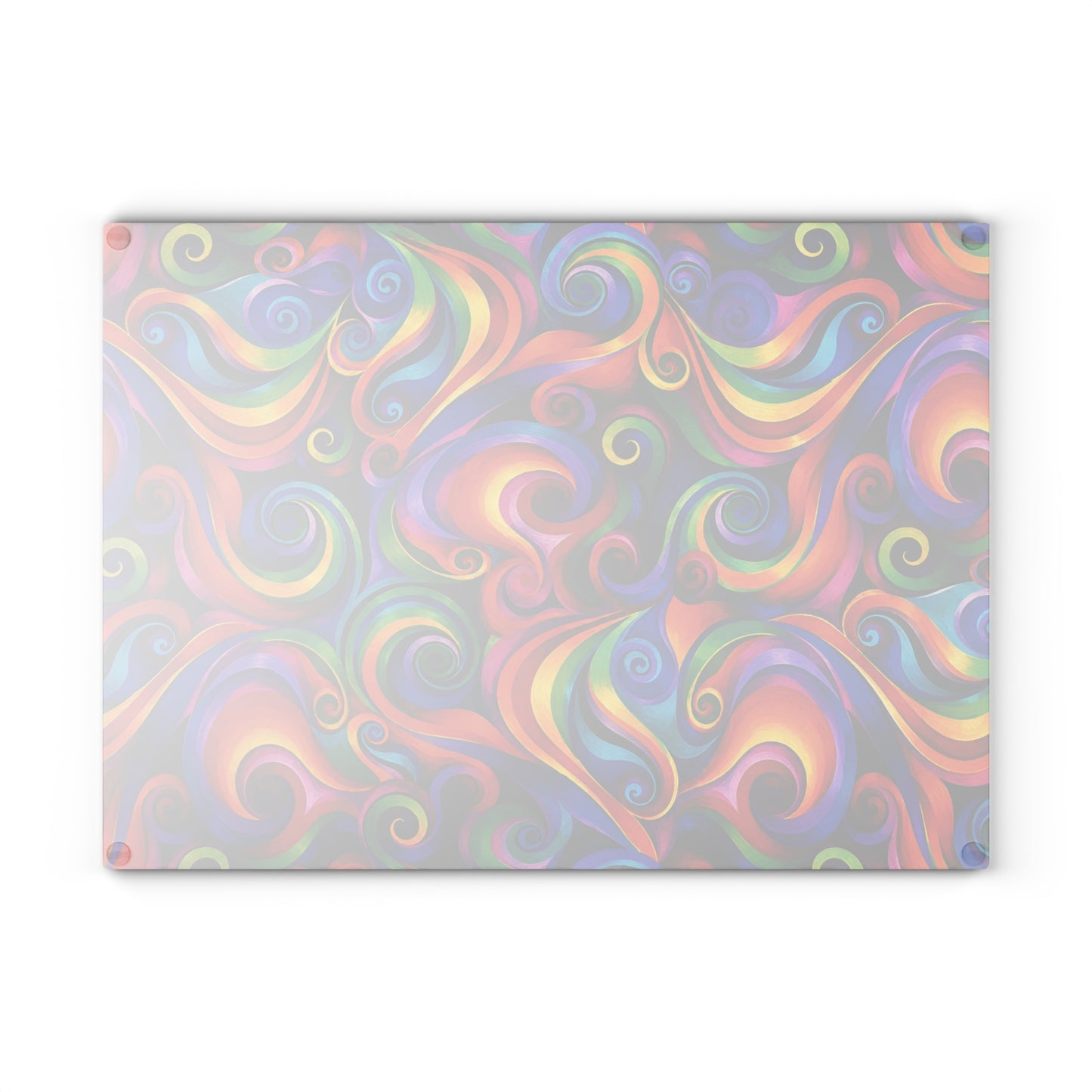 Rainbow Swirl Abstract Tempered Glass Cutting Board  Description