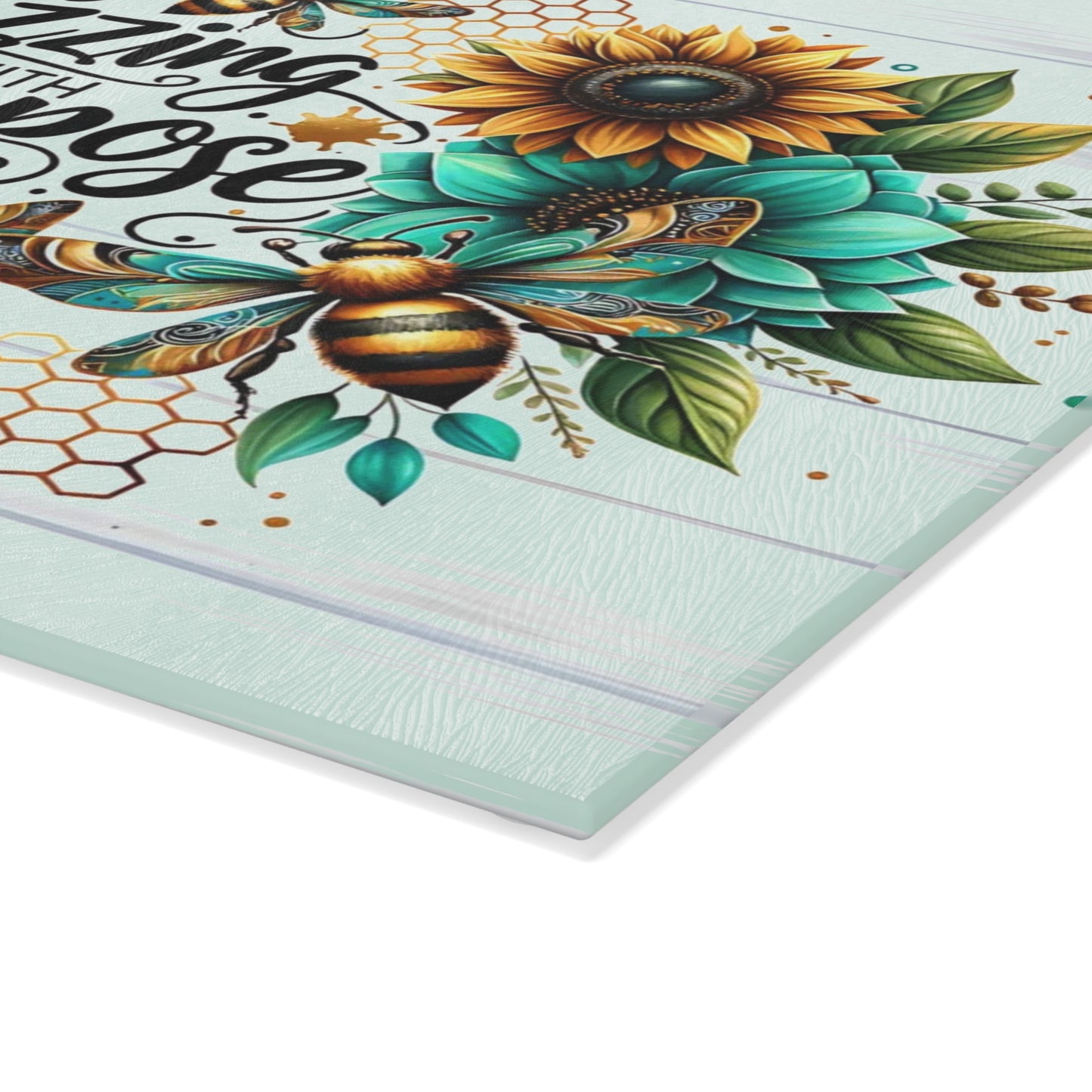 🐝🌻 Buzzing with Purpose Cutting Board – Vibrant Bee & Sunflower Charm for Your Kitchen 🌿🍯