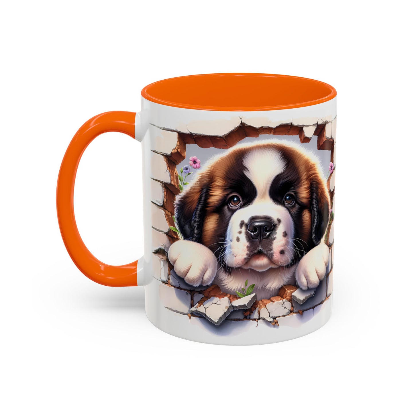 🐾☕ St. Bernard Puppy Peek Accent Mug – Gentle Giant Pup Lover Gift ✨❤️