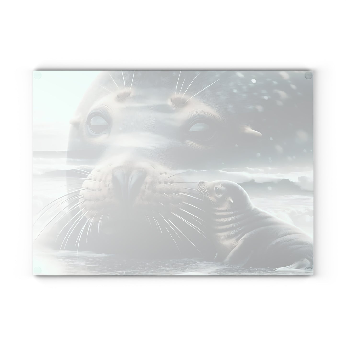🦭❄️ Seal & Pup Motherhood Cutting Board – Ocean Love & Winter Serenity 🌊💙