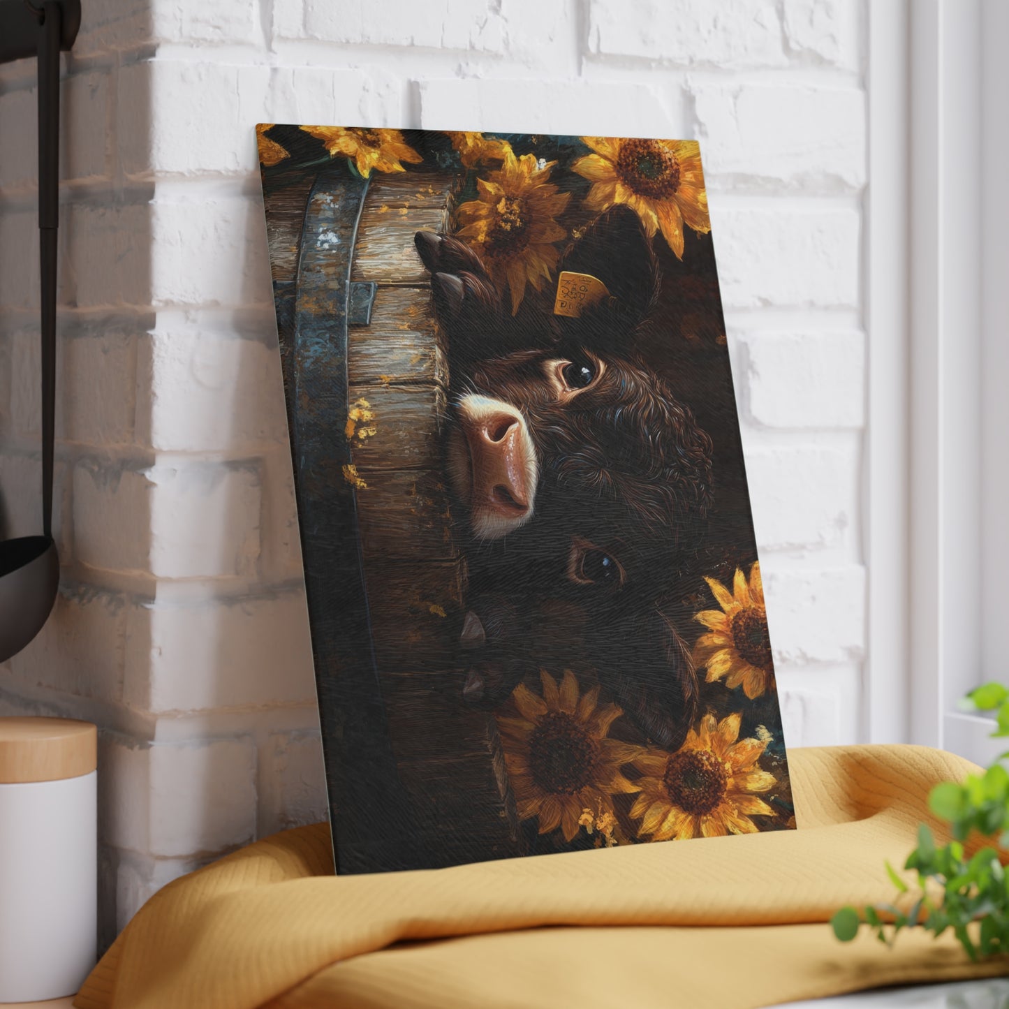 🌻🐄 Rustic Sunflower Calf Cutting Board – Farmhouse Charm Meets Country Elegance 🌾✨