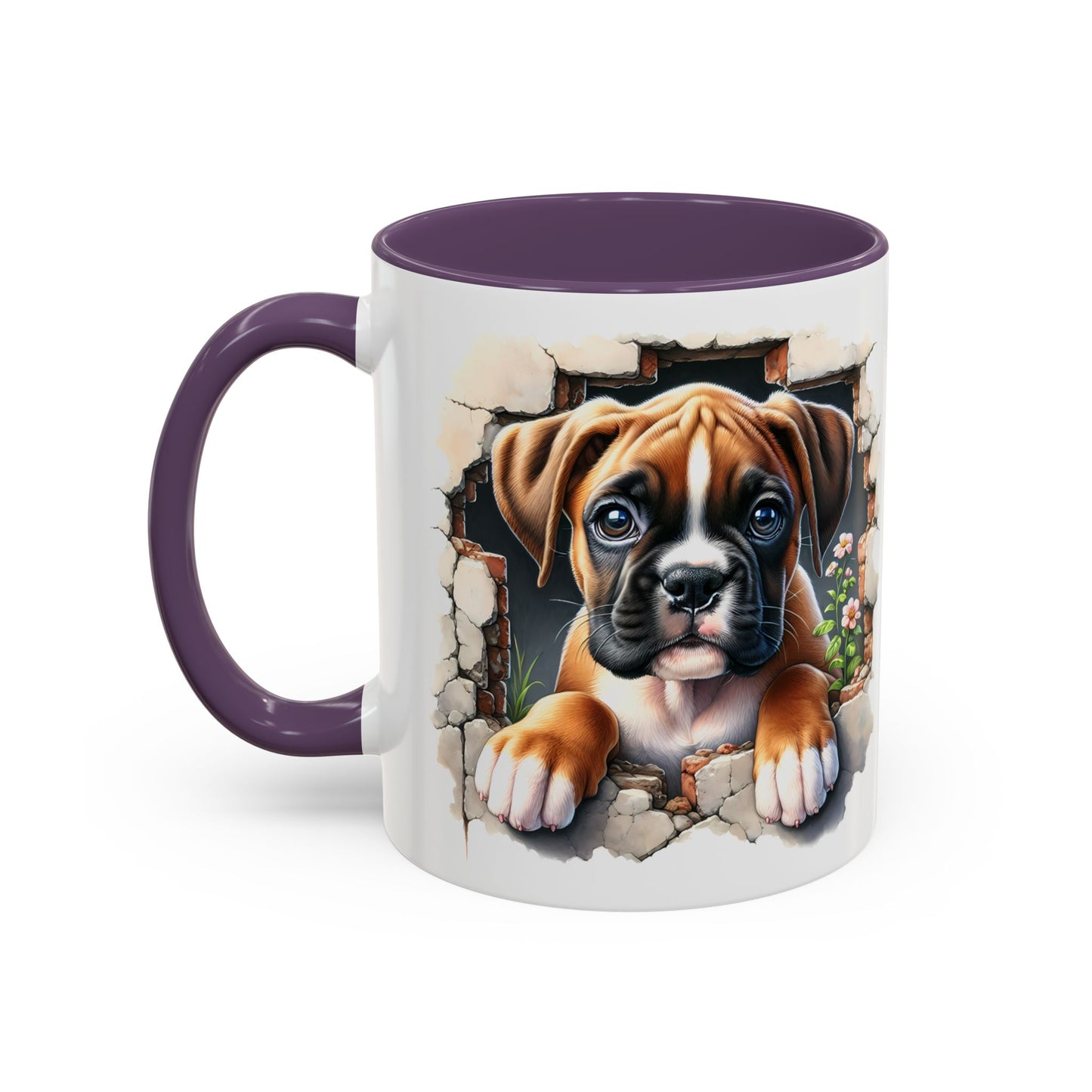 🐶☕ Boxer Puppy Peek Accent Mug – Adorable Dog Lover Gift ✨💛