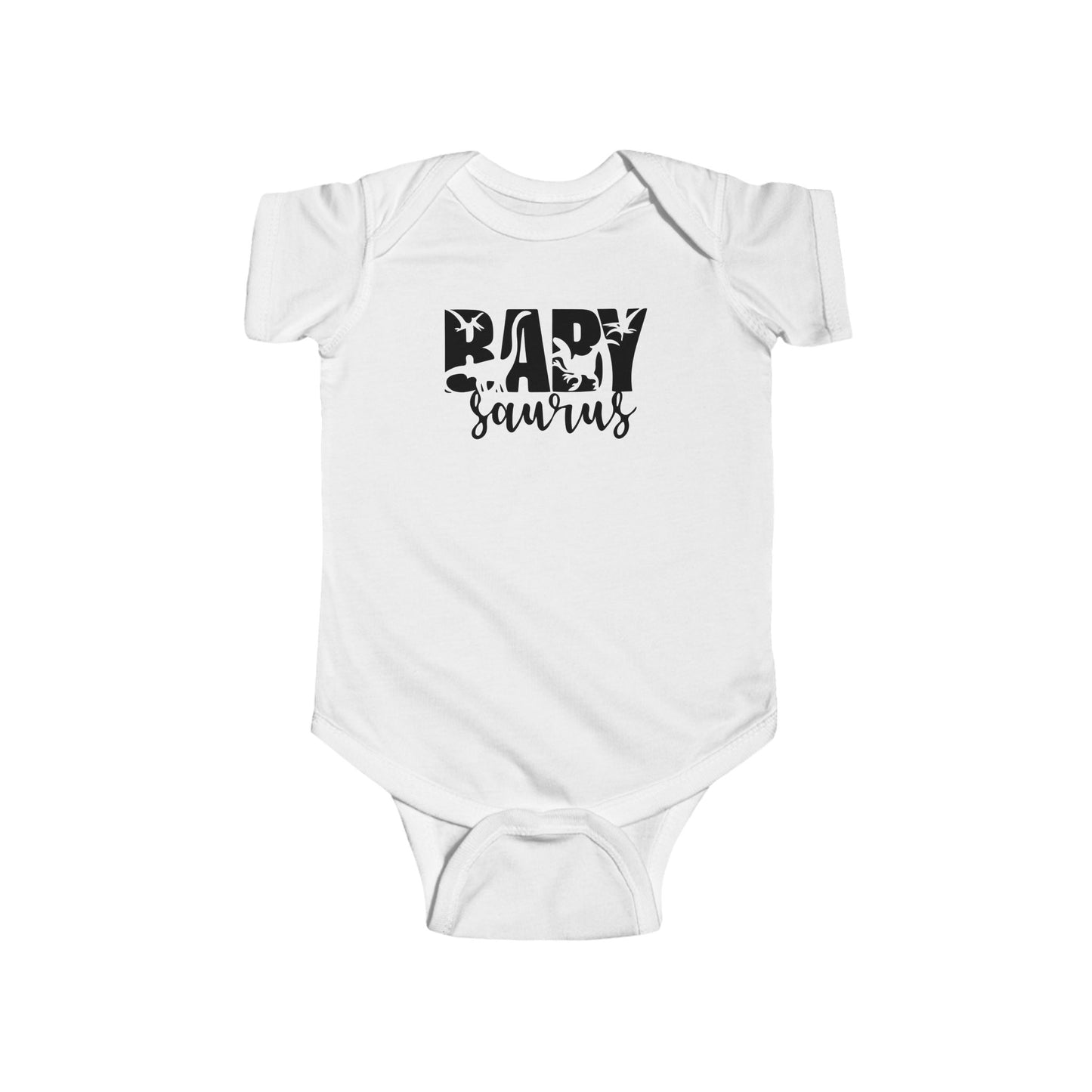 Baby Saurus Dinosaur Infant Bodysuit | Cute Baby Onesie with Dino Silhouettes | Available in Multiple Colors and Organic