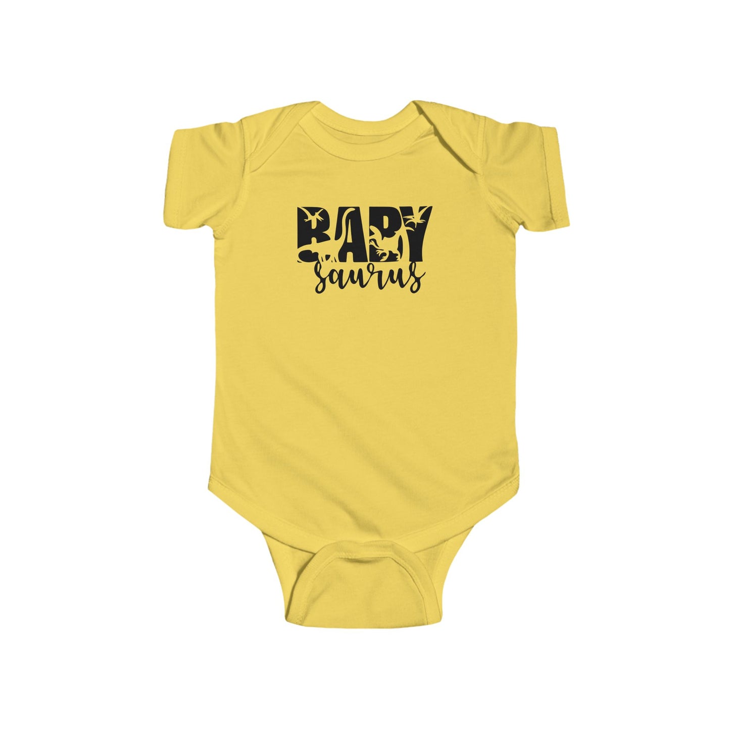 Baby Saurus Dinosaur Infant Bodysuit | Cute Baby Onesie with Dino Silhouettes | Available in Multiple Colors and Organic