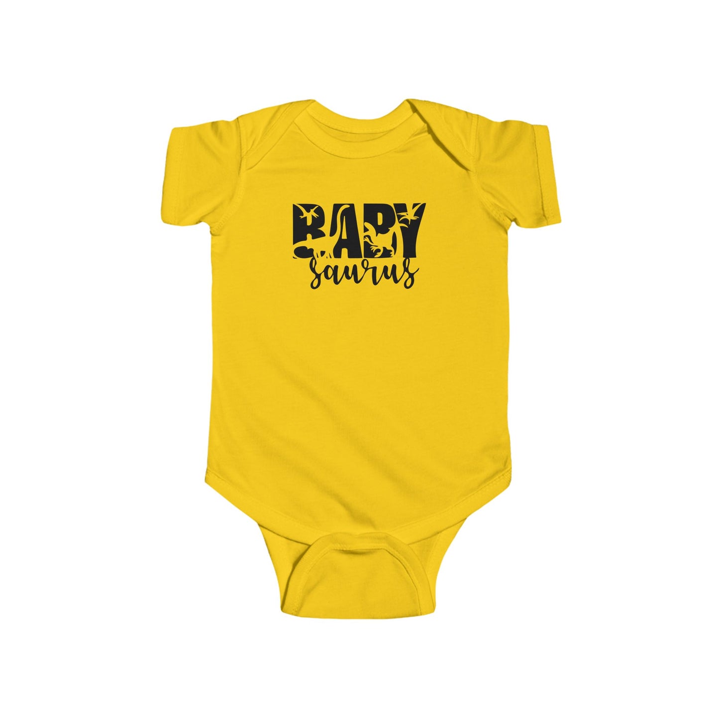 Baby Saurus Dinosaur Infant Bodysuit | Cute Baby Onesie with Dino Silhouettes | Available in Multiple Colors and Organic
