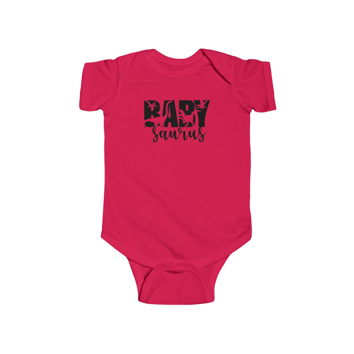 Baby Saurus Dinosaur Infant Bodysuit | Cute Baby Onesie with Dino Silhouettes | Available in Multiple Colors and Organic