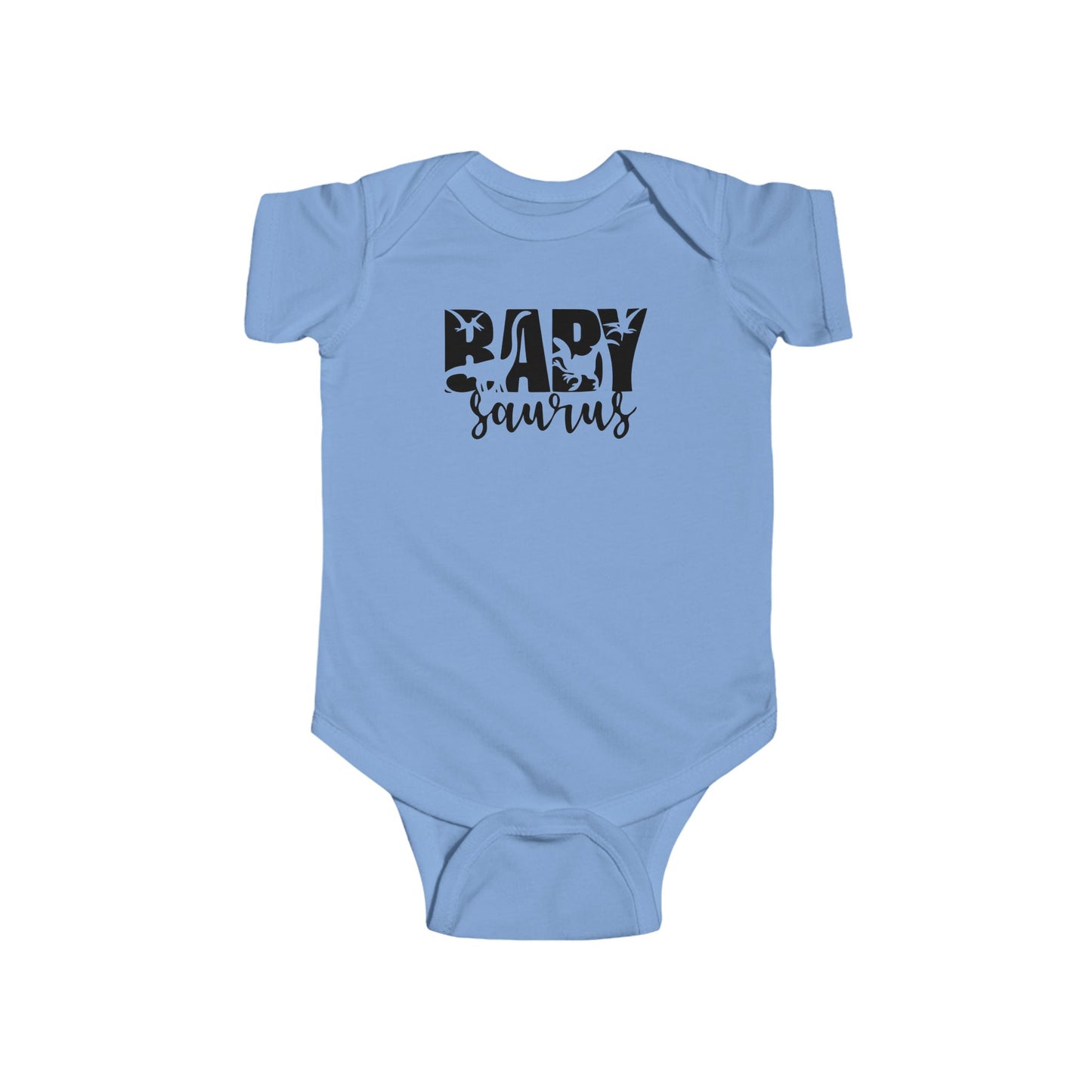 Baby Saurus Dinosaur Infant Bodysuit | Cute Baby Onesie with Dino Silhouettes | Available in Multiple Colors and Organic