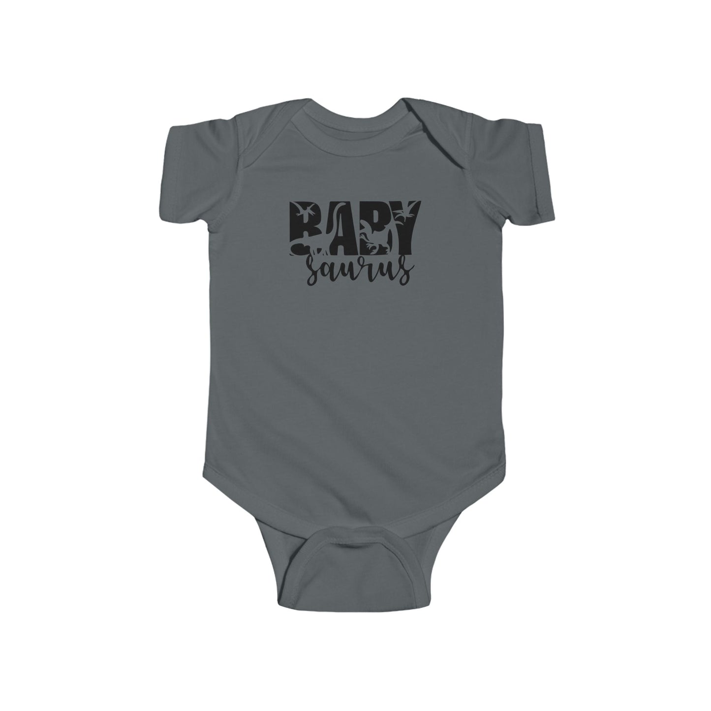 Baby Saurus Dinosaur Infant Bodysuit | Cute Baby Onesie with Dino Silhouettes | Available in Multiple Colors and Organic