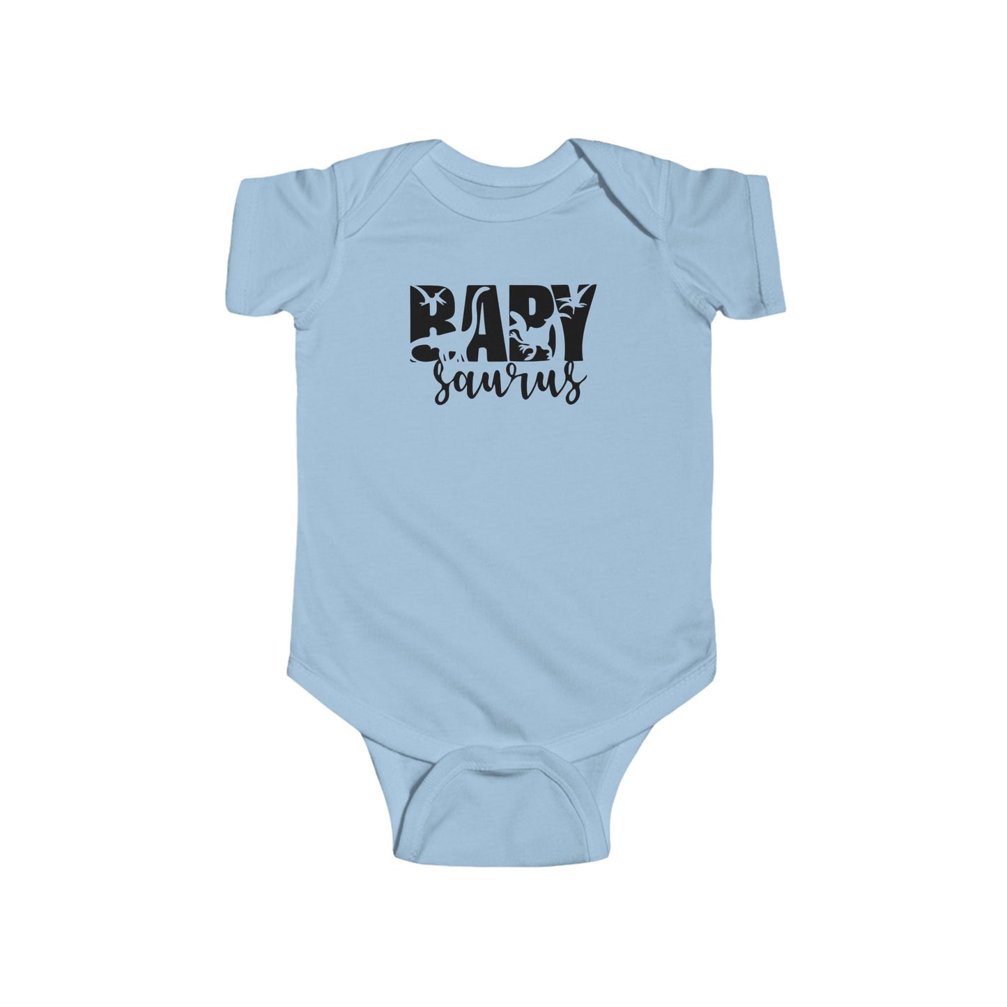 Baby Saurus Dinosaur Infant Bodysuit | Cute Baby Onesie with Dino Silhouettes | Available in Multiple Colors and Organic
