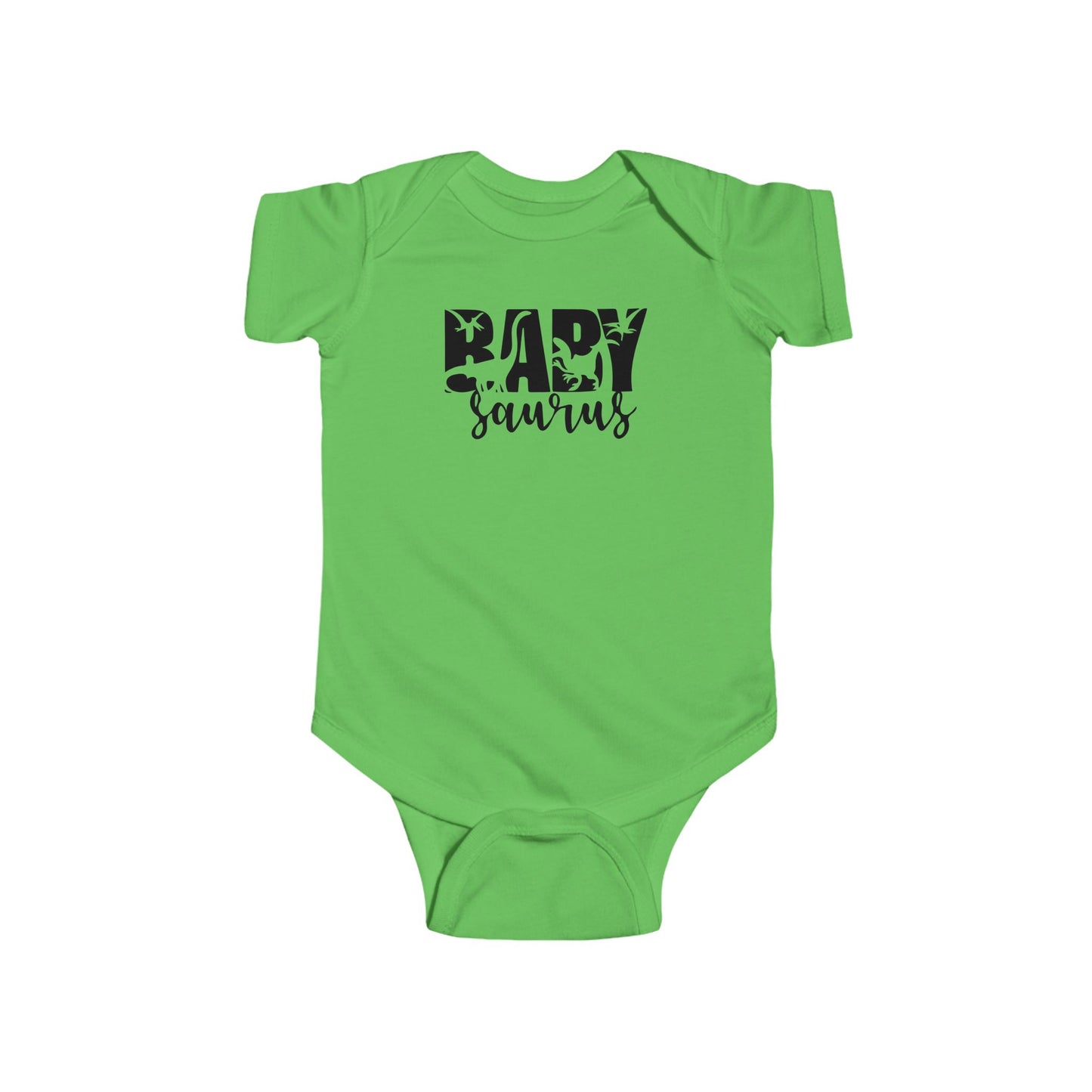 Baby Saurus Dinosaur Infant Bodysuit | Cute Baby Onesie with Dino Silhouettes | Available in Multiple Colors and Organic