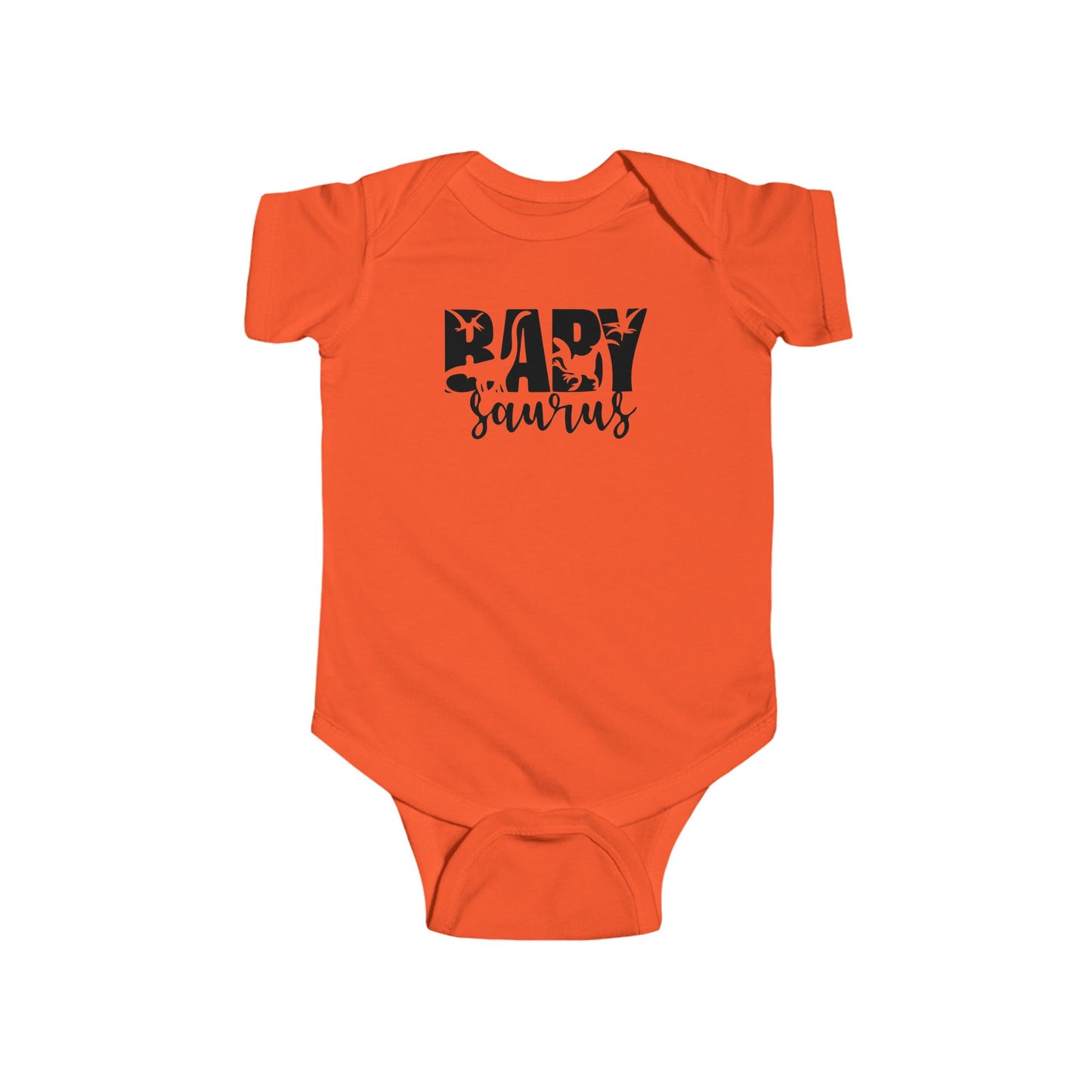 Baby Saurus Dinosaur Infant Bodysuit | Cute Baby Onesie with Dino Silhouettes | Available in Multiple Colors and Organic