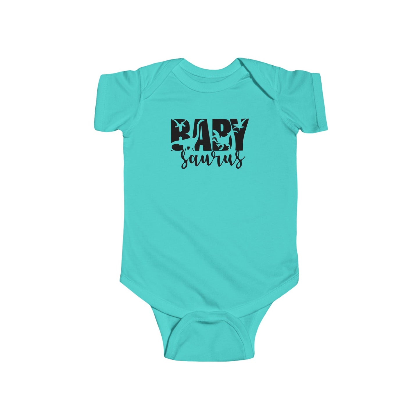 Baby Saurus Dinosaur Infant Bodysuit | Cute Baby Onesie with Dino Silhouettes | Available in Multiple Colors and Organic