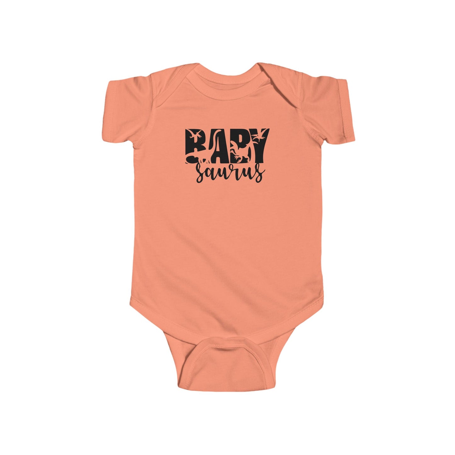 Baby Saurus Dinosaur Infant Bodysuit | Cute Baby Onesie with Dino Silhouettes | Available in Multiple Colors and Organic
