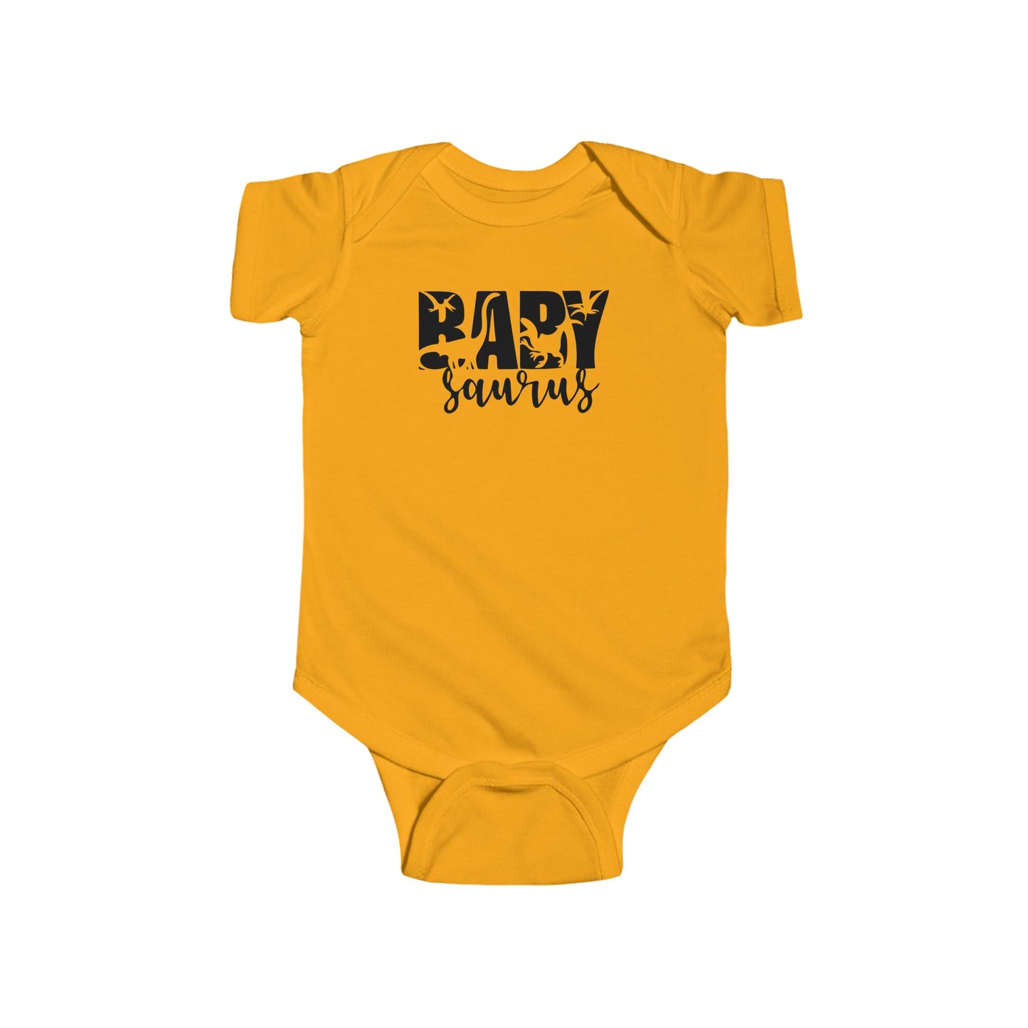 Baby Saurus Dinosaur Infant Bodysuit | Cute Baby Onesie with Dino Silhouettes | Available in Multiple Colors and Organic