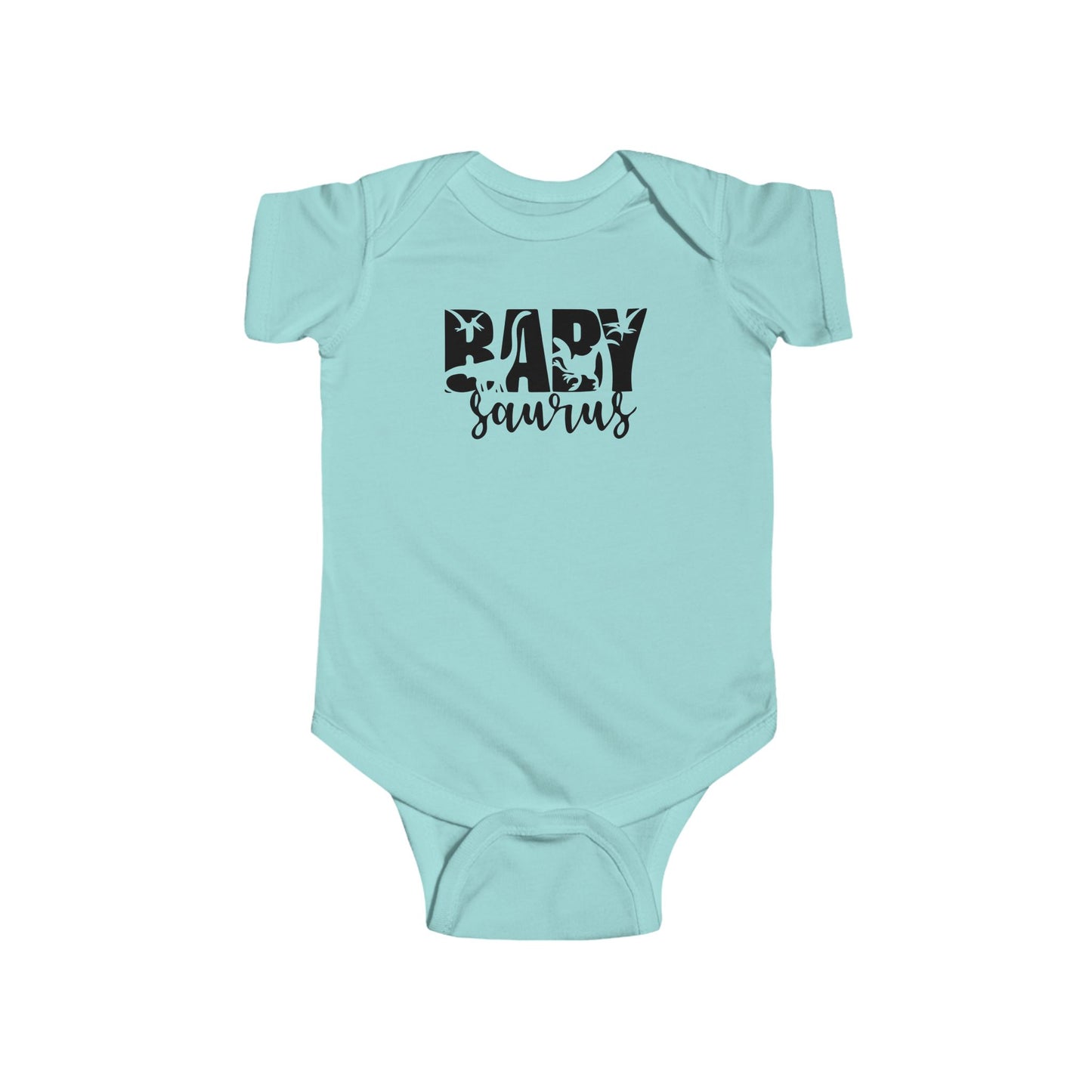 Baby Saurus Dinosaur Infant Bodysuit | Cute Baby Onesie with Dino Silhouettes | Available in Multiple Colors and Organic