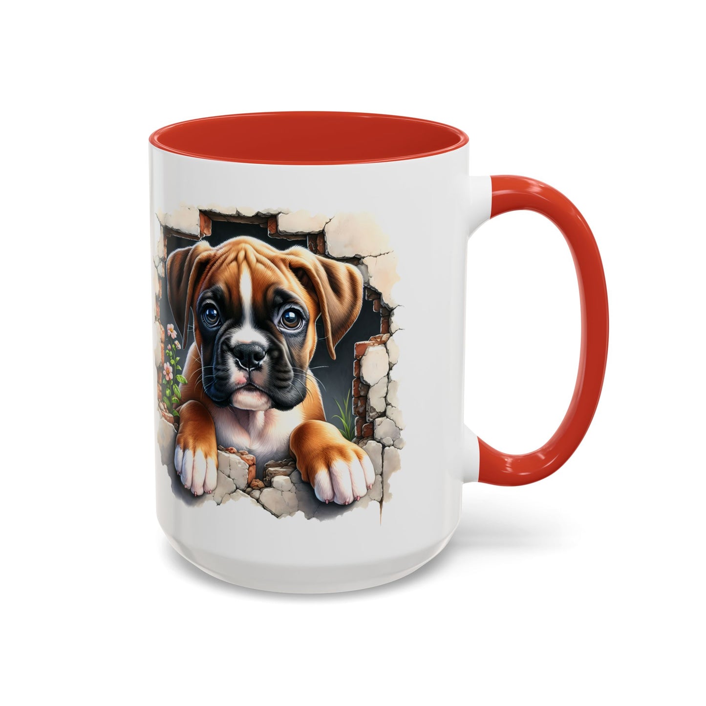 🐶☕ Boxer Puppy Peek Accent Mug – Adorable Dog Lover Gift ✨💛