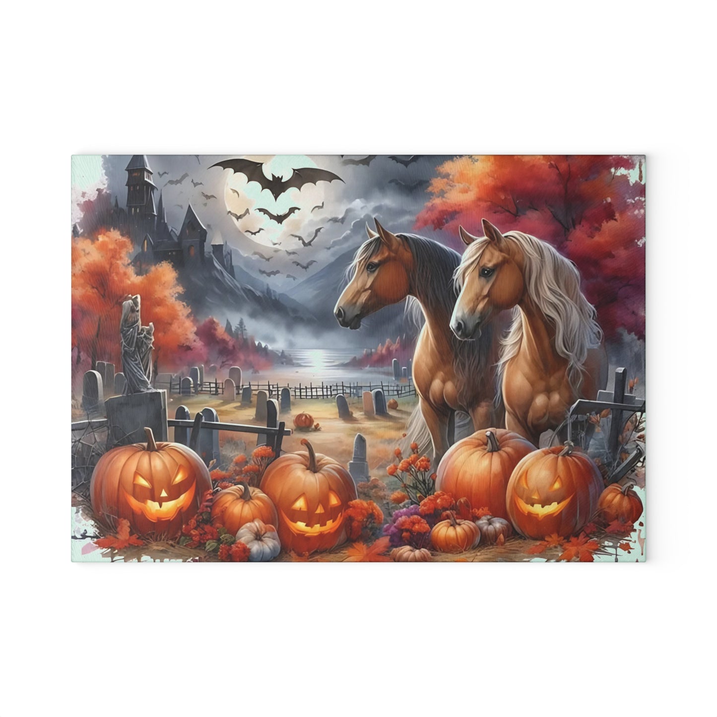 🎃 Haunted Harvest Horses Cutting Board – Spooky Elegance for Fall Entertaining