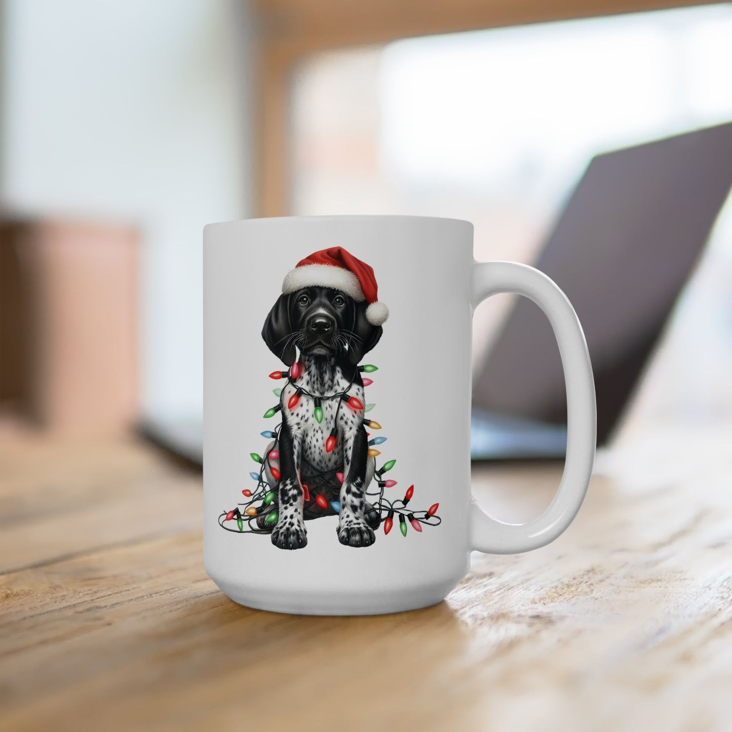 🎄 German Shorthair Pointer Christmas Mug – Holiday Cheer with a Santa Pup Twist ☕️