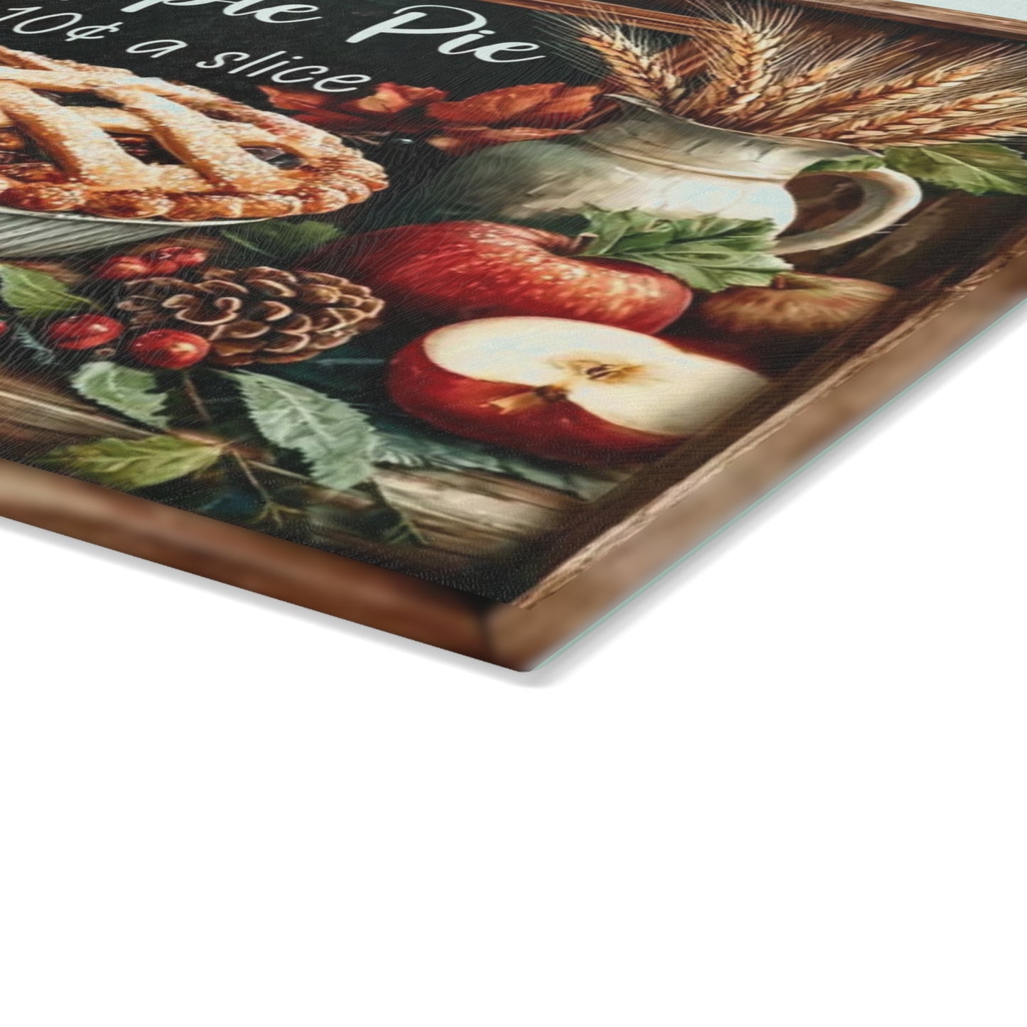 🥧🍎 “Apple Pie – 10¢ a Slice” Tempered Glass Board – Vintage Bakery Charm