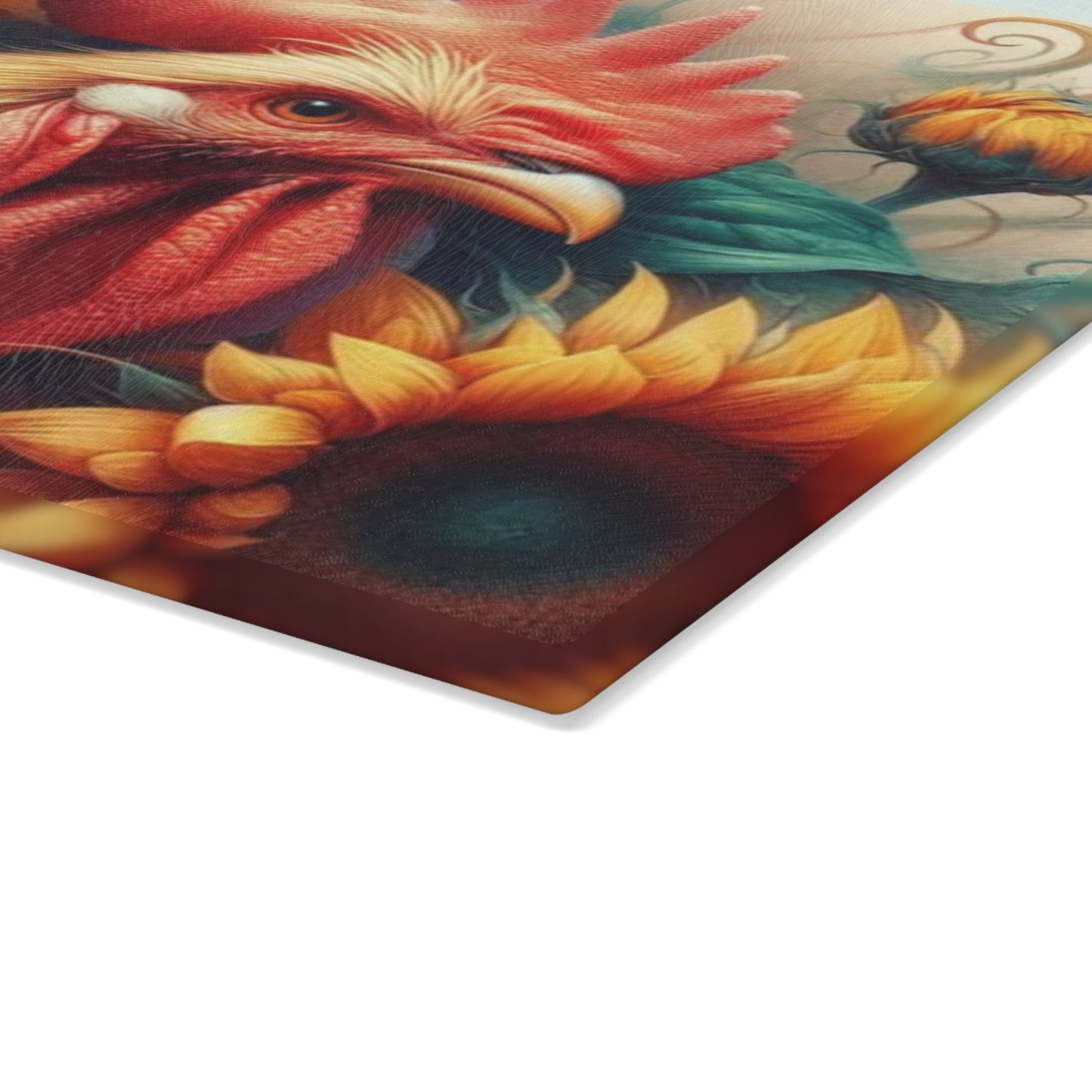 Rooster Glass Cutting Board – Rustic Farmhouse Kitchen Decor | Tempered Glass Charcuterie & Serving Board