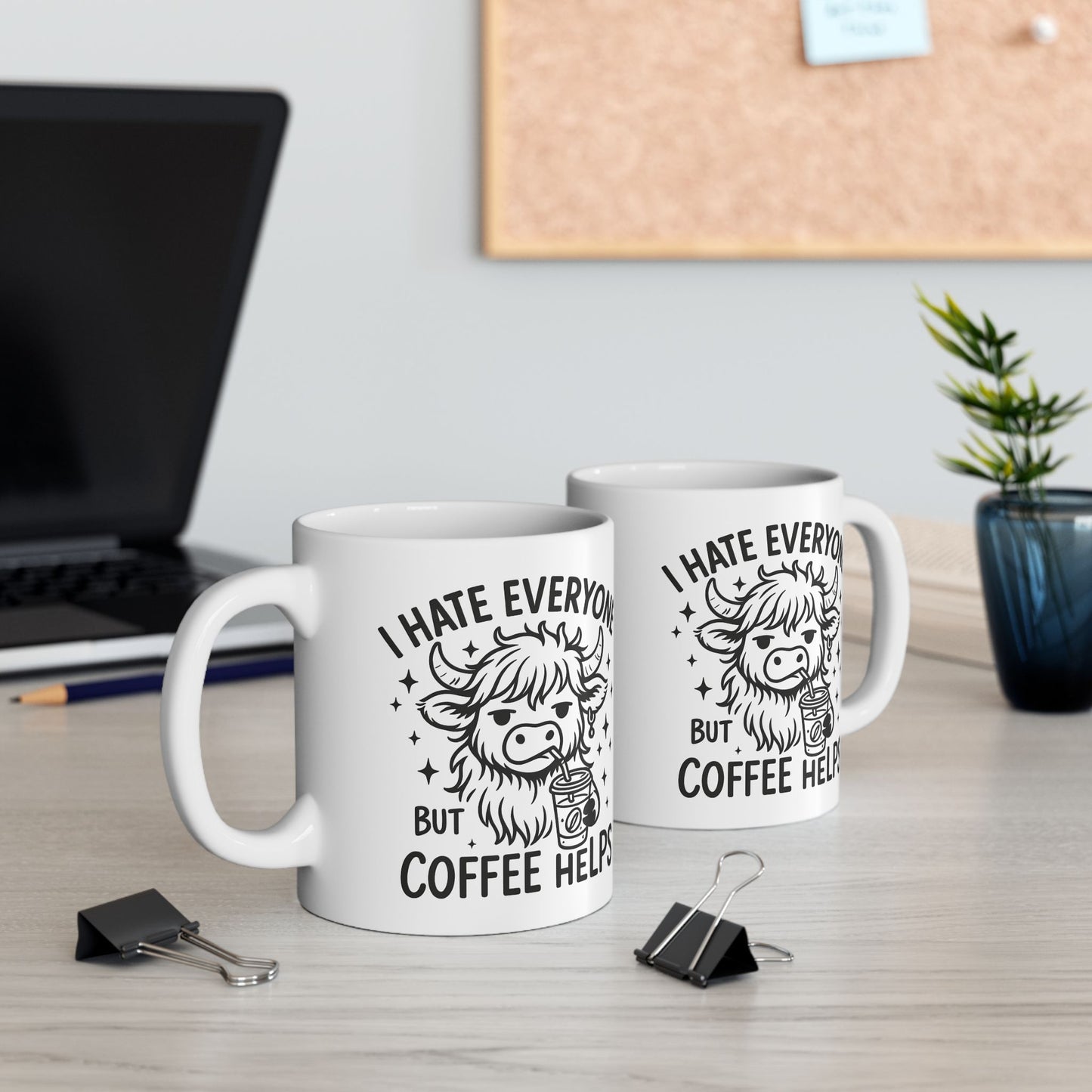 Taza de Vaca Gruñona – “Odio a todos, pero el café ayuda” ☕