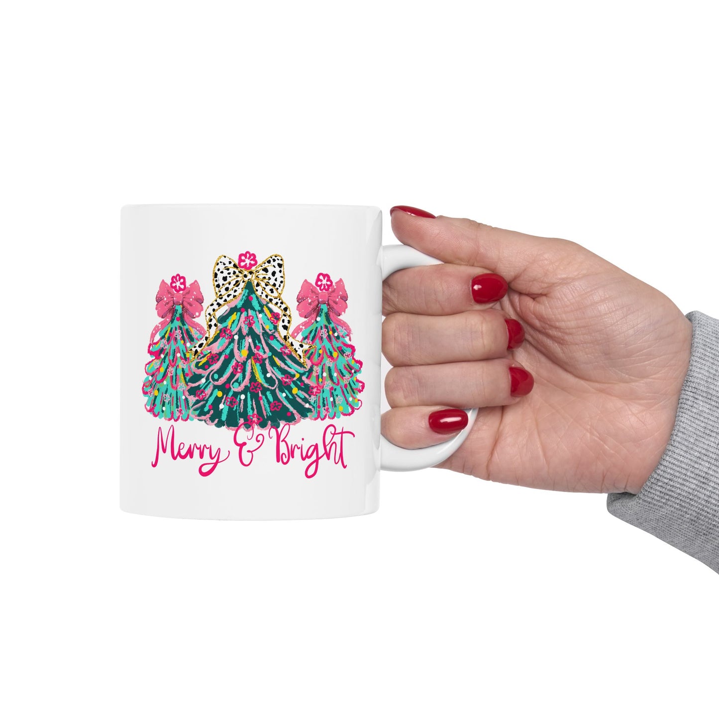 🎄 Merry & Bright Christmas Tree Mug – Glam Holiday Cheer in Every Sip ✨