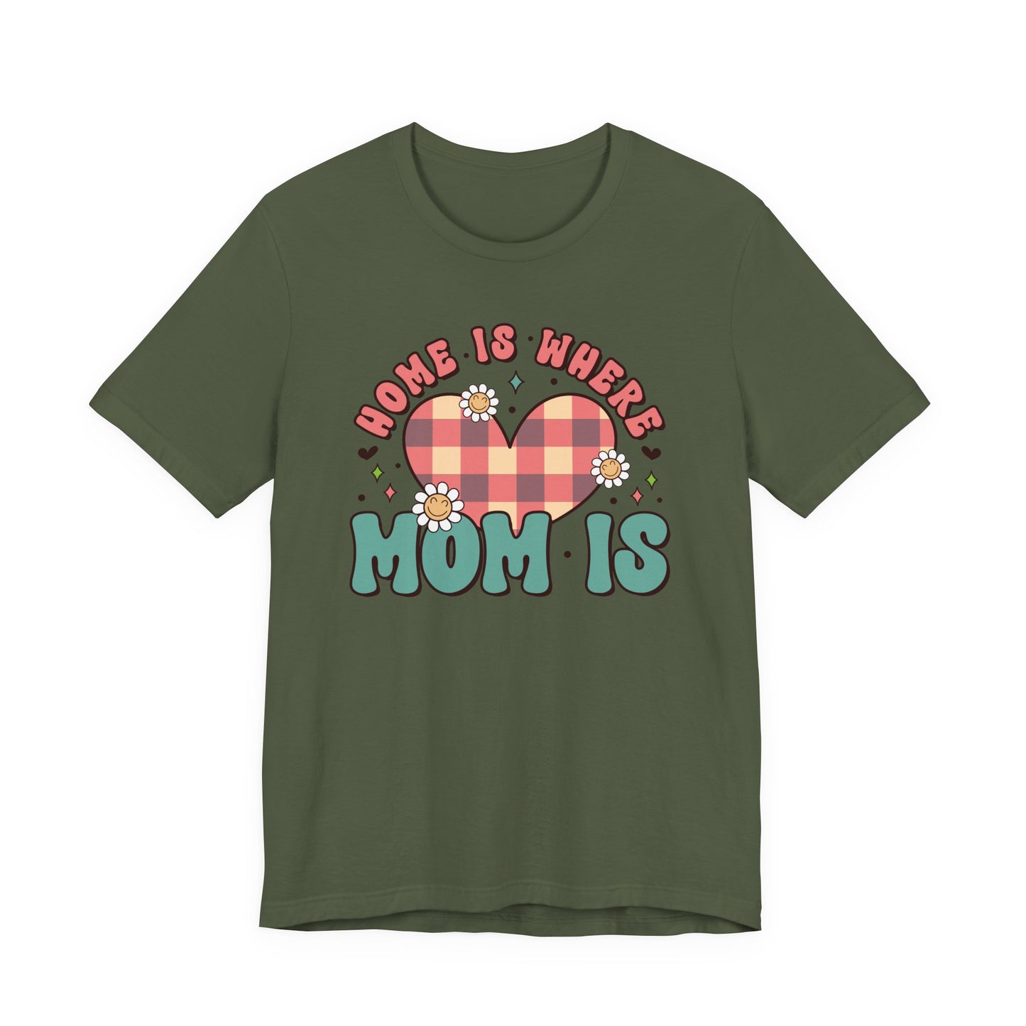 💐 Home Is Where Mom Is – Heart & Daisy Mom T-Shirt 🌸