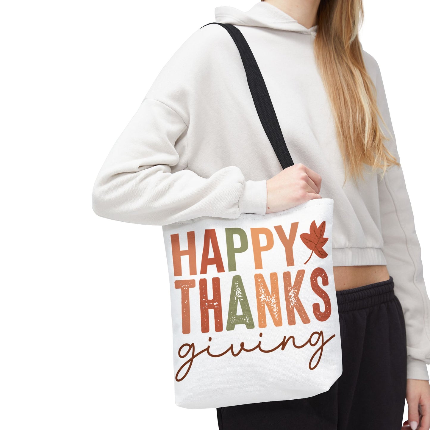 🍁 Rustic Happy Thanksgiving Tote Bag – Simple Charm for the Season 🍂🧡