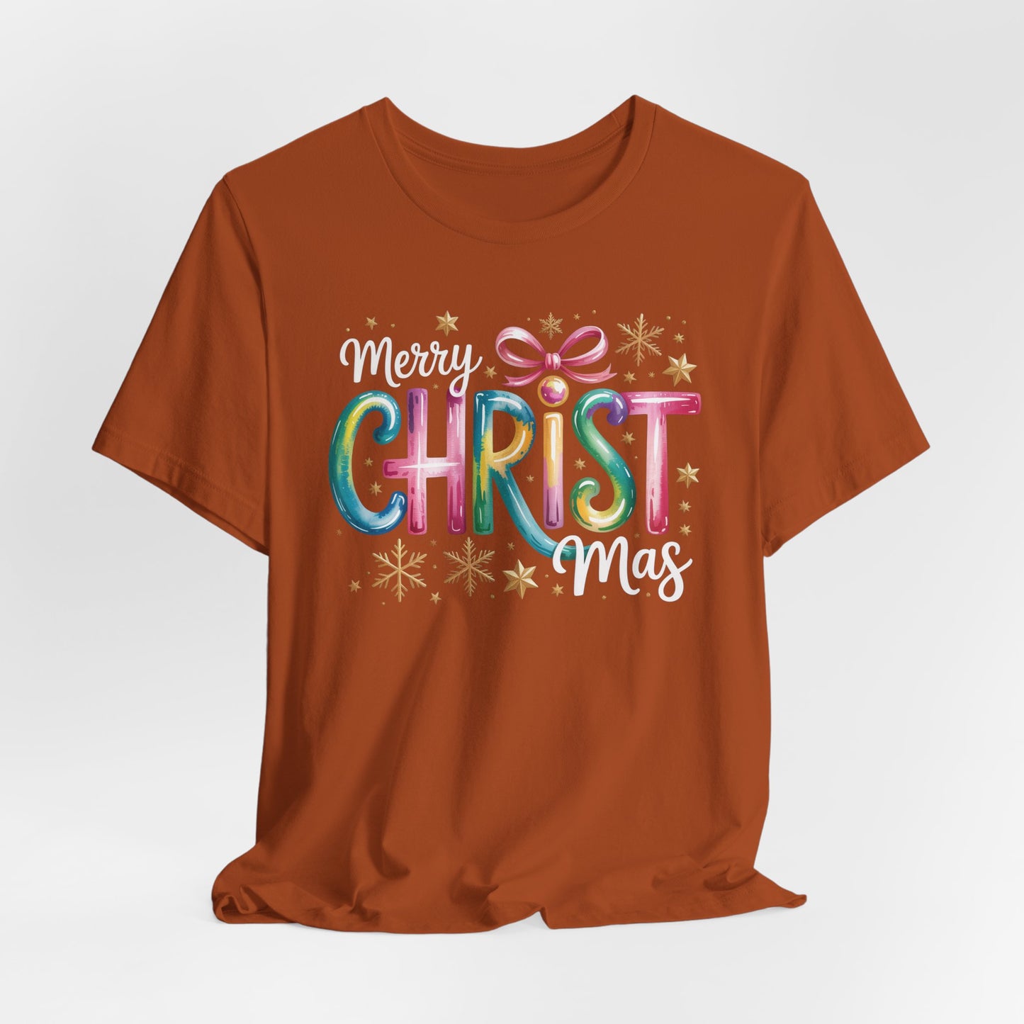 🎄✨ Merry Christmas Glow Lettering T-Shirt – Festive & Bright Holiday Style 🎁🌟