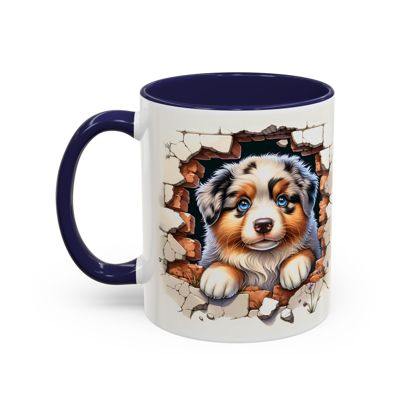 🐾☕ Australian Shepherd Puppy Peek Accent Mug – Blue-Eyed Beauty Dog Lover Gift ✨💙