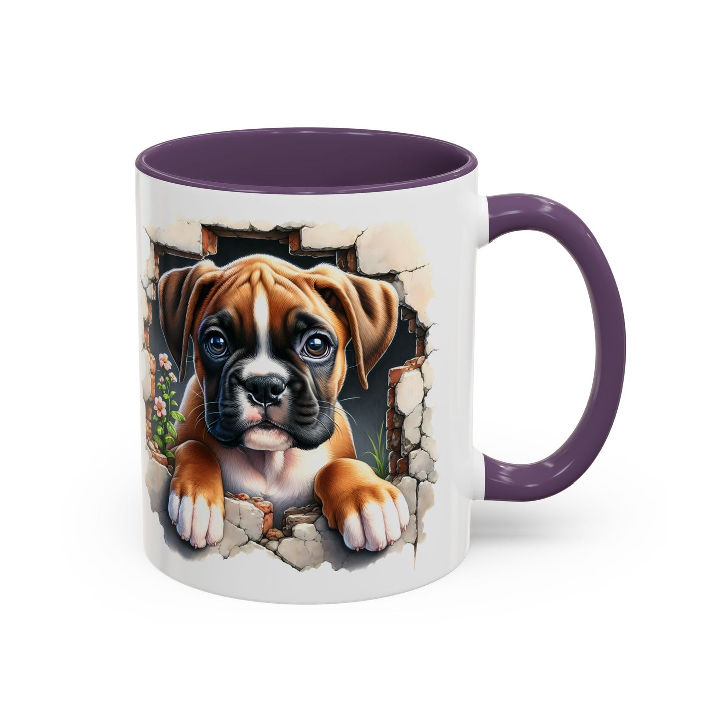 🐶☕ Boxer Puppy Peek Accent Mug – Adorable Dog Lover Gift ✨💛