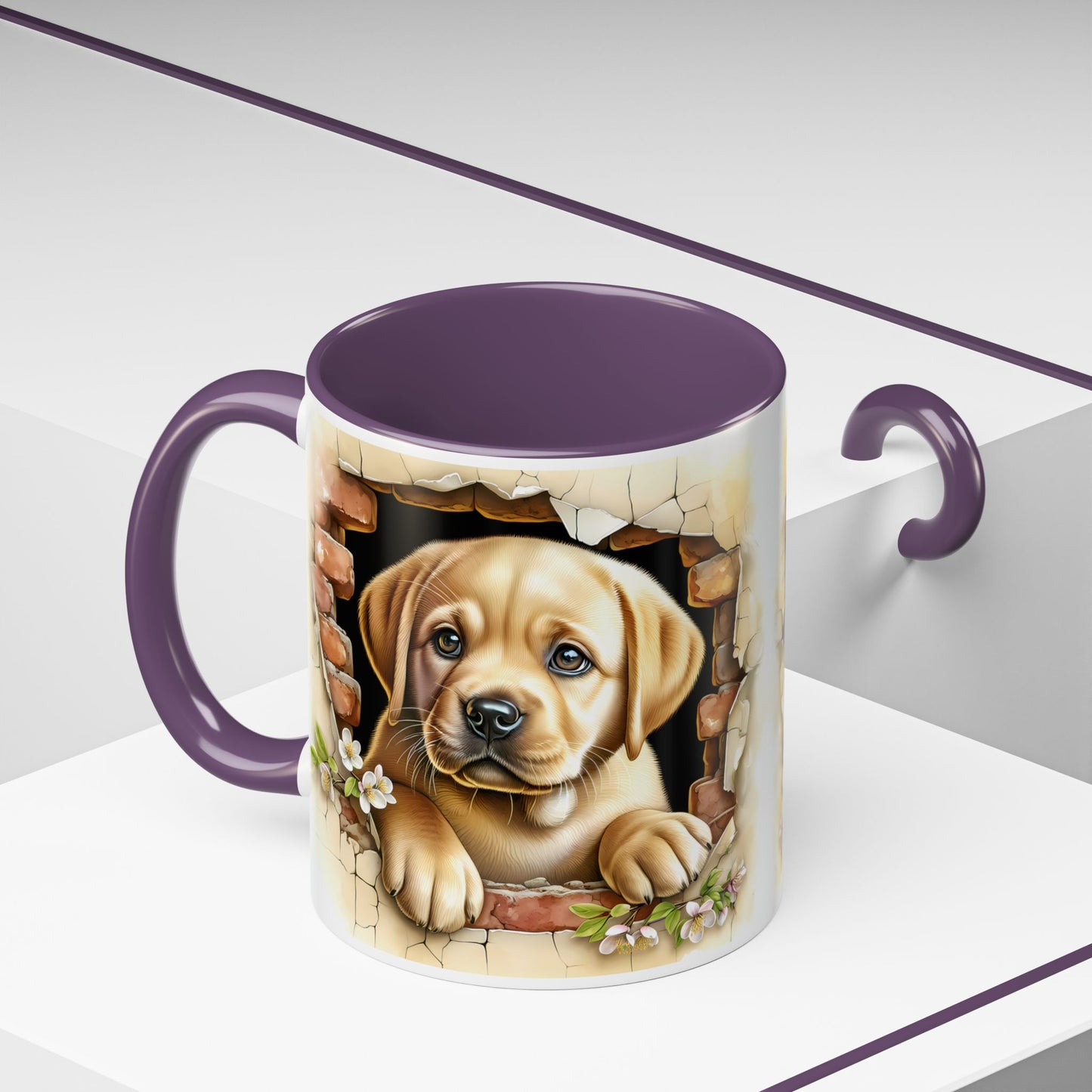 🐶☕ Labrador Puppy Peek Accent Mug – Sweet Yellow Lab Lover Gift ✨💛