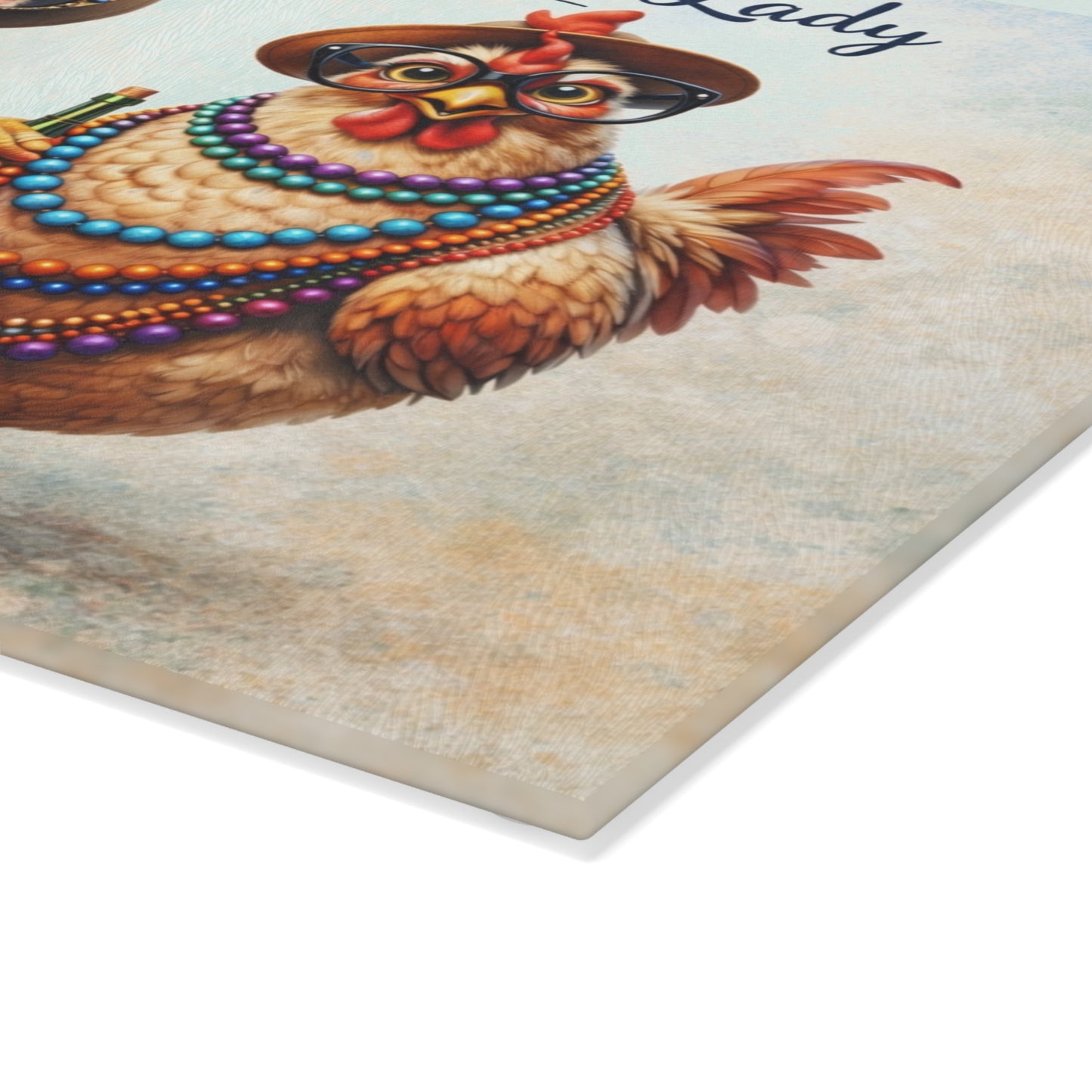 Crazy Chicken Lady Glass Cutting Board – Funny Chicken Farmhouse Kitchen Artwork