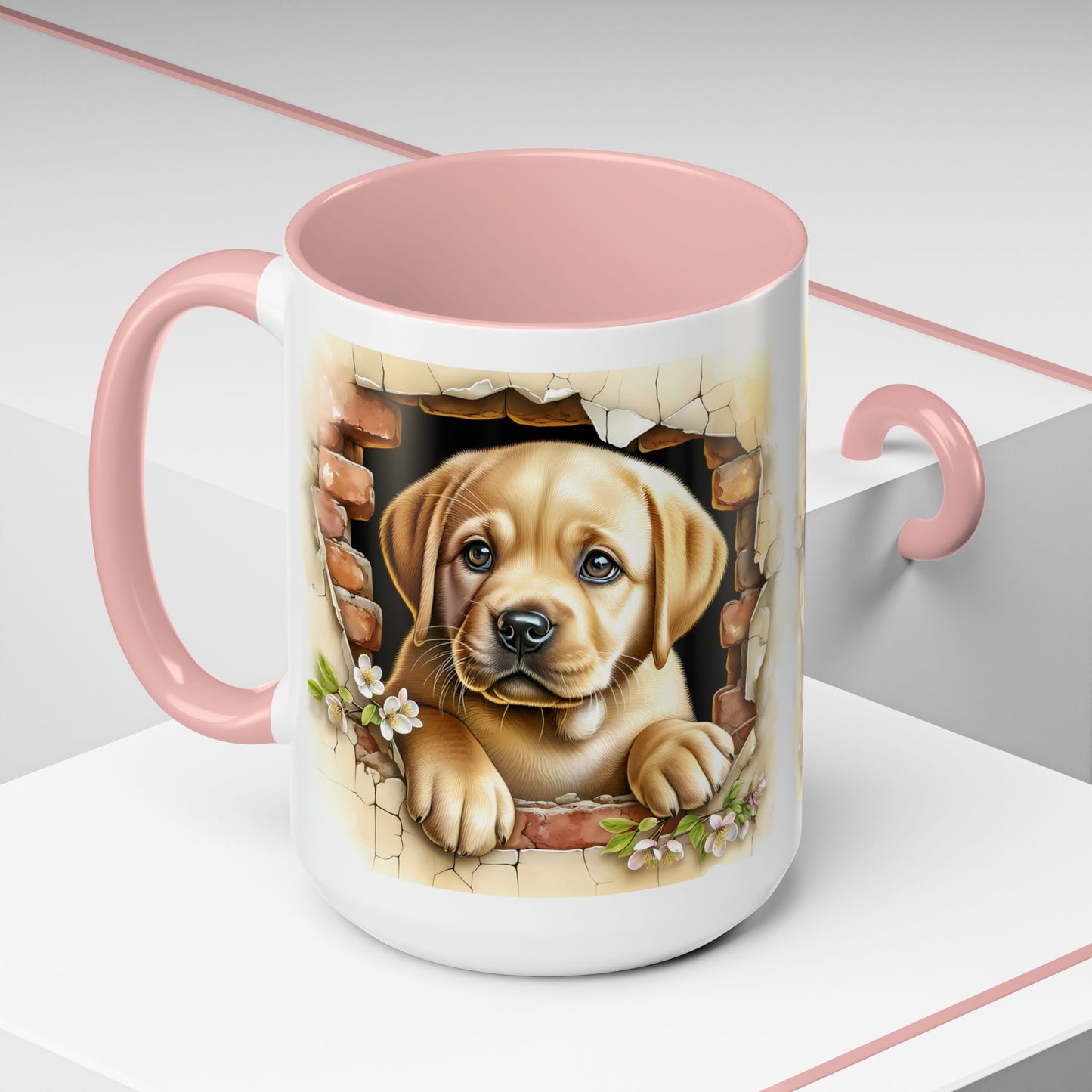 🐶☕ Labrador Puppy Peek Accent Mug – Sweet Yellow Lab Lover Gift ✨💛